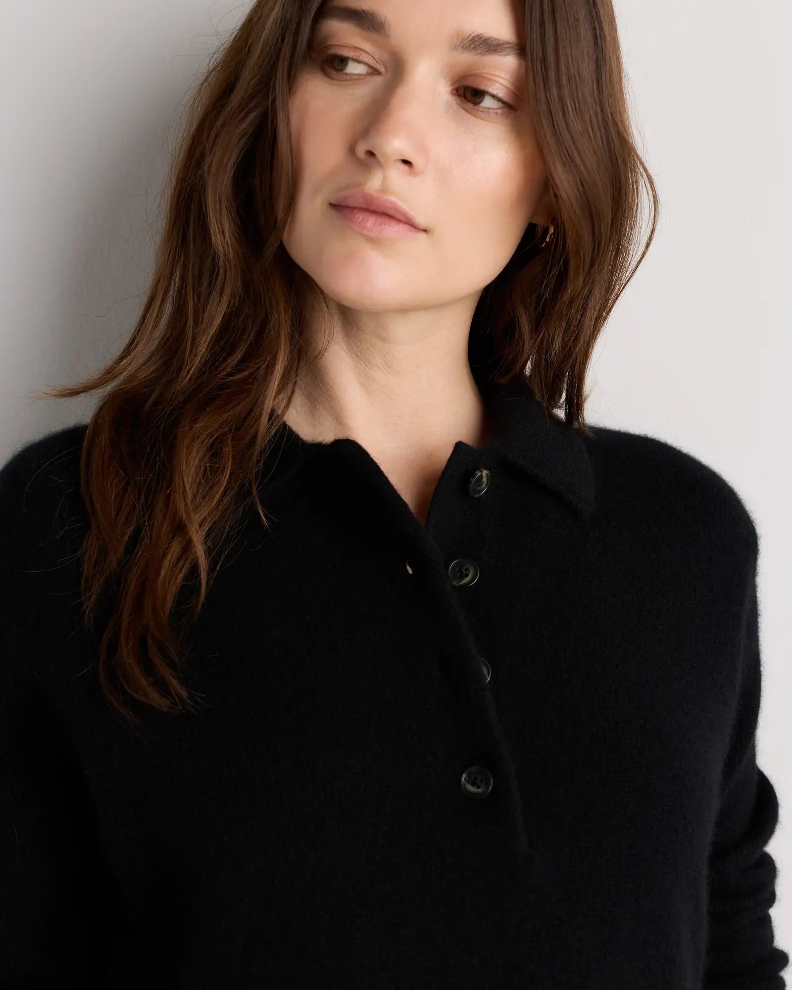 Mongolian Cashmere Button Polo Sweater