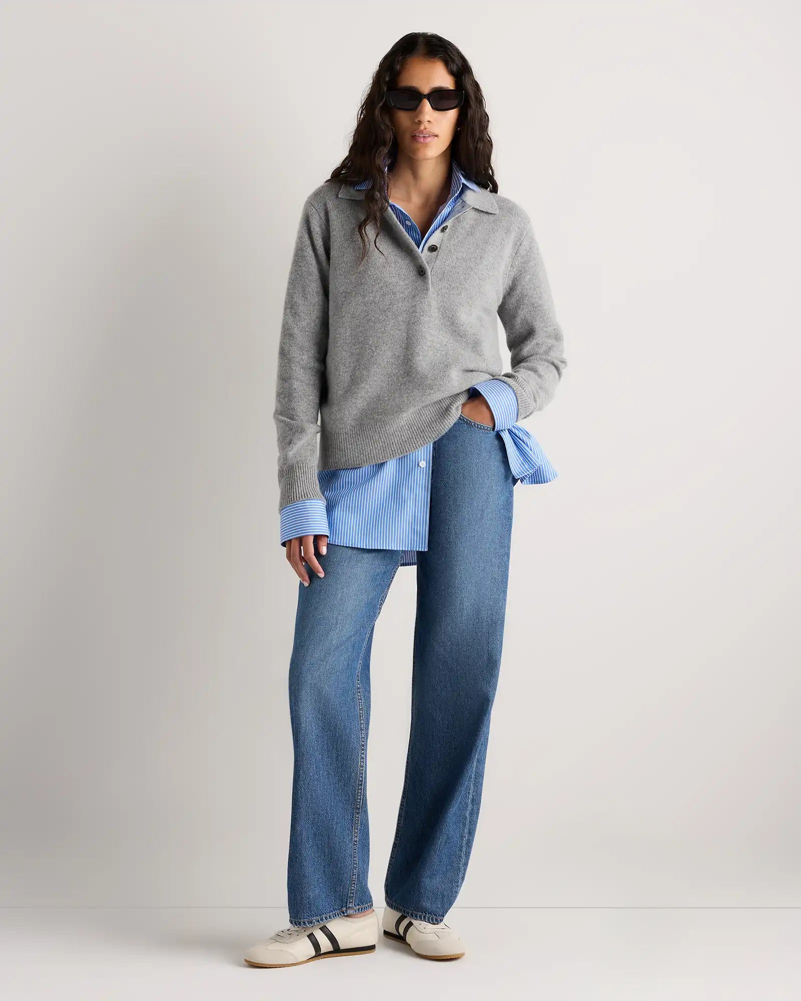 Mongolian Cashmere Button Polo Sweater