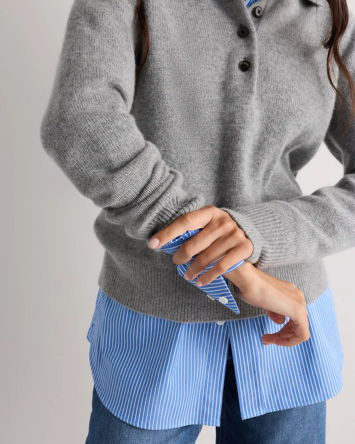 Mongolian Cashmere Button Polo Sweater