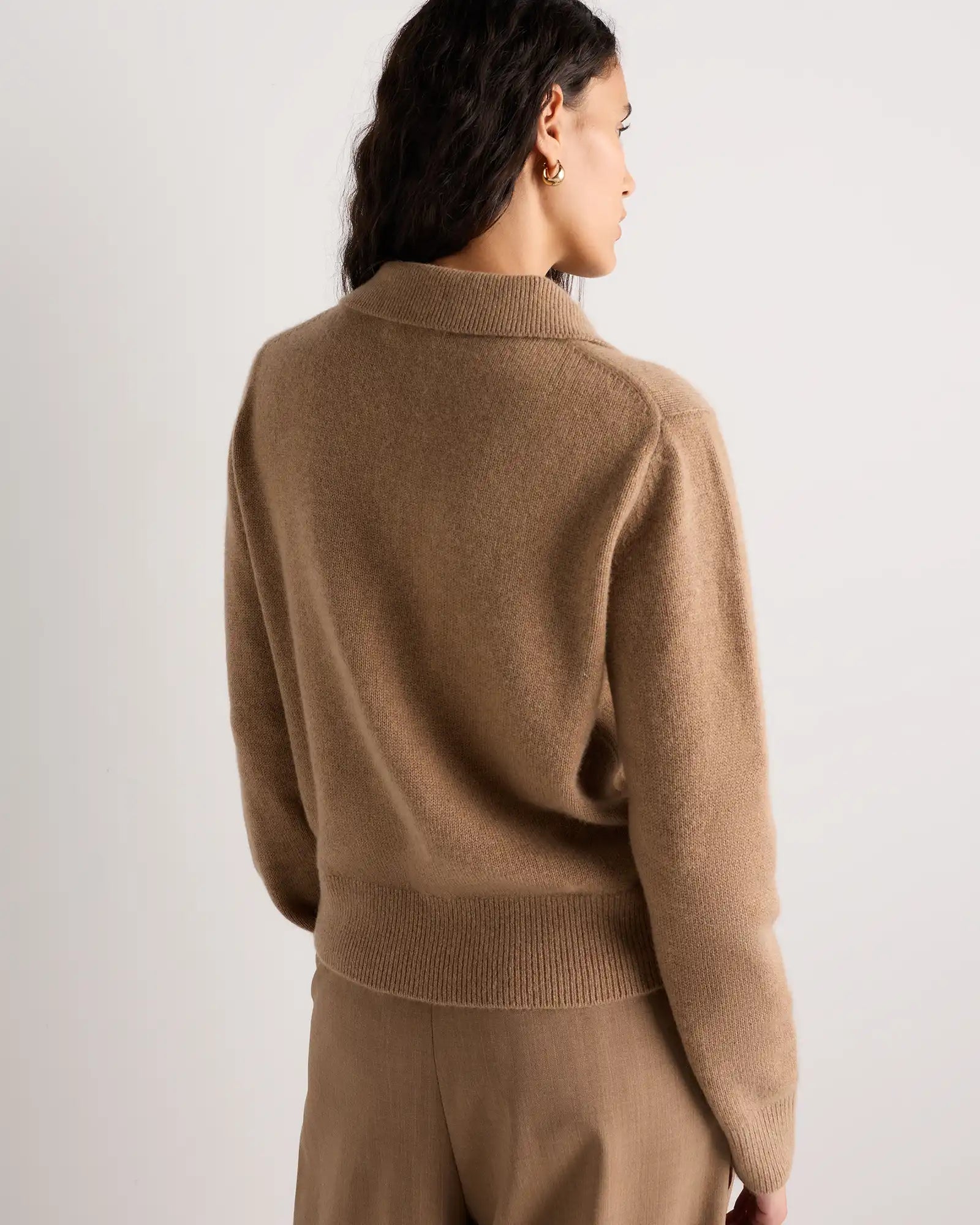 Mongolian Cashmere Button Polo Sweater