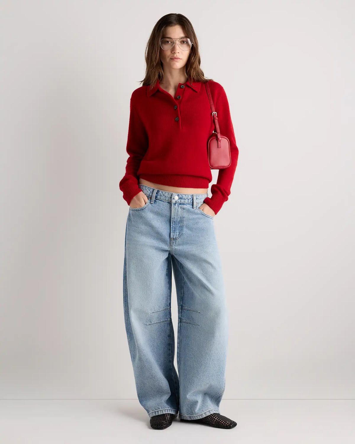 Mongolian Cashmere Button Polo Sweater