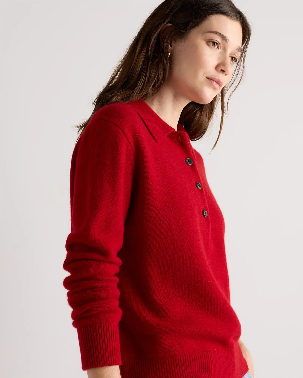 Mongolian Cashmere Button Polo Sweater