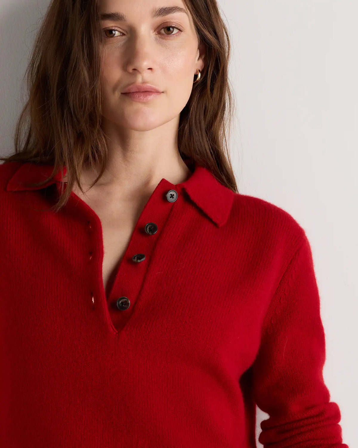 Mongolian Cashmere Button Polo Sweater