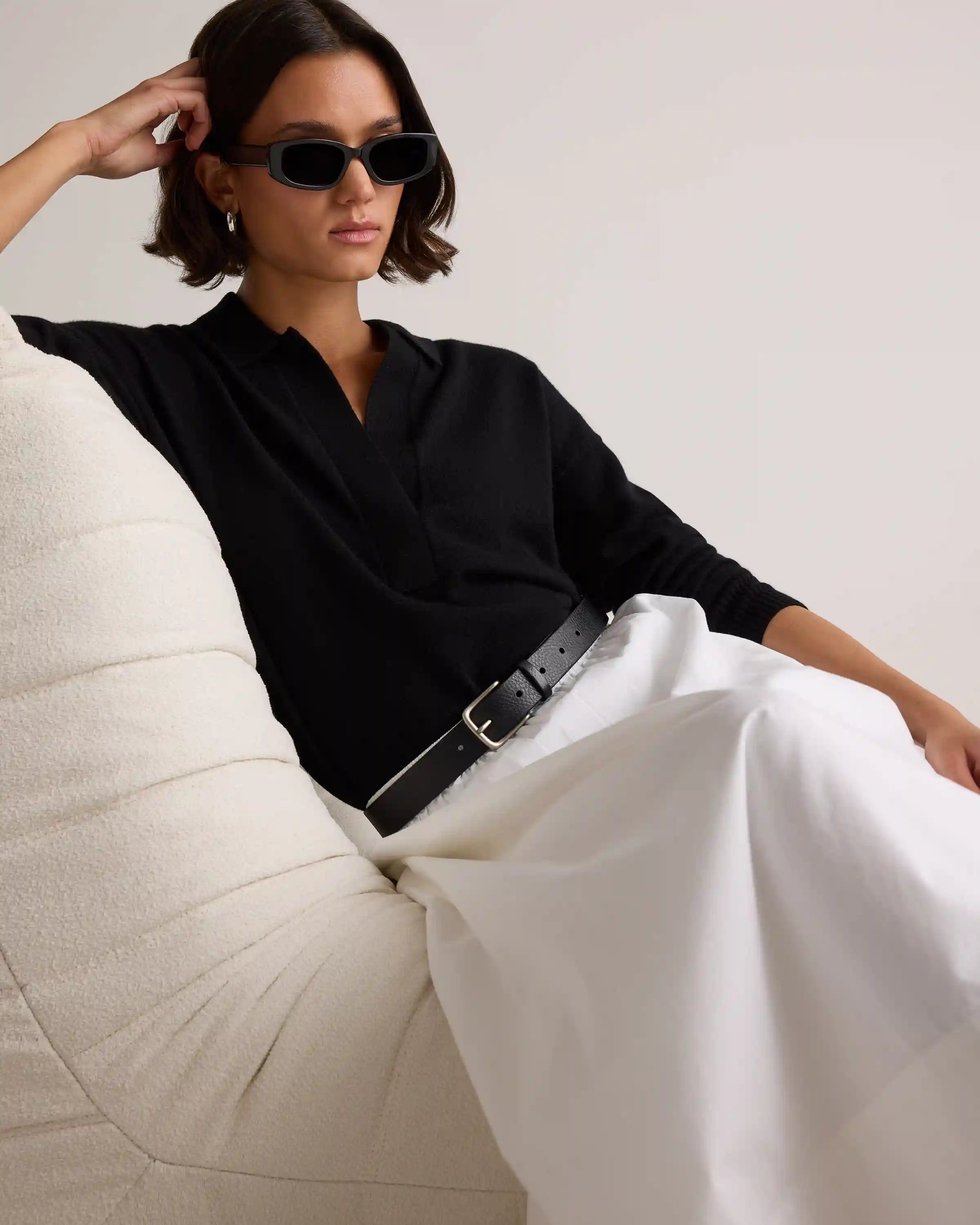 Mongolian Cashmere Polo Sweater