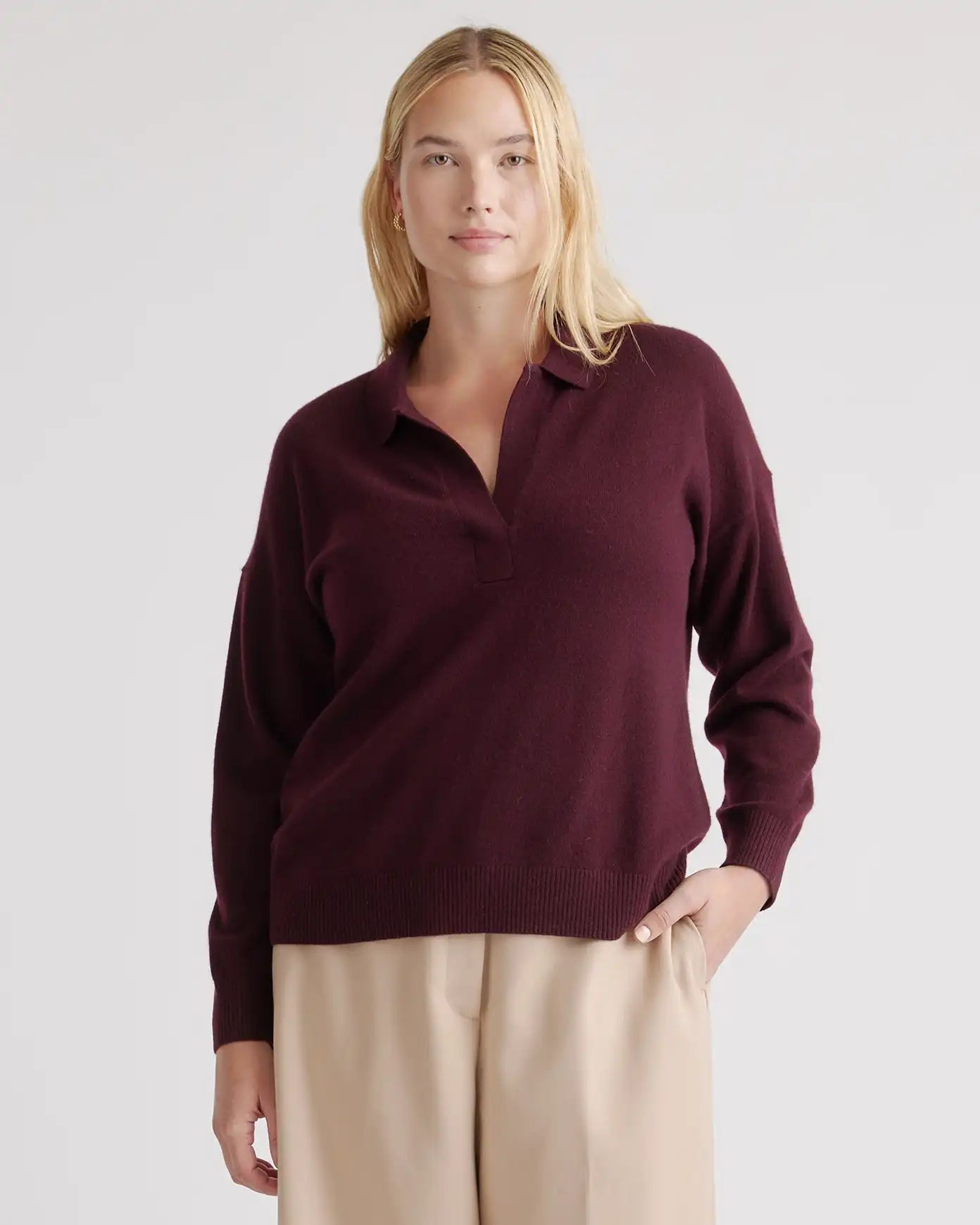 Mongolian Cashmere Polo Sweater