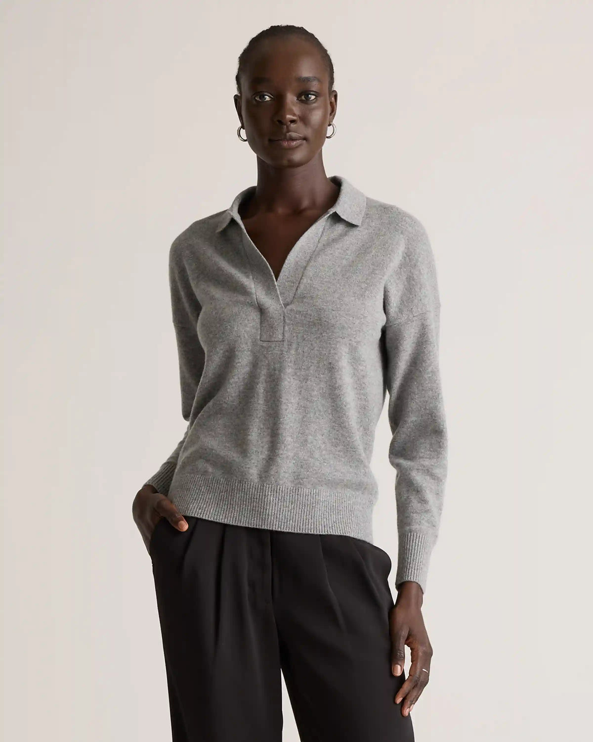 Mongolian Cashmere Polo Sweater