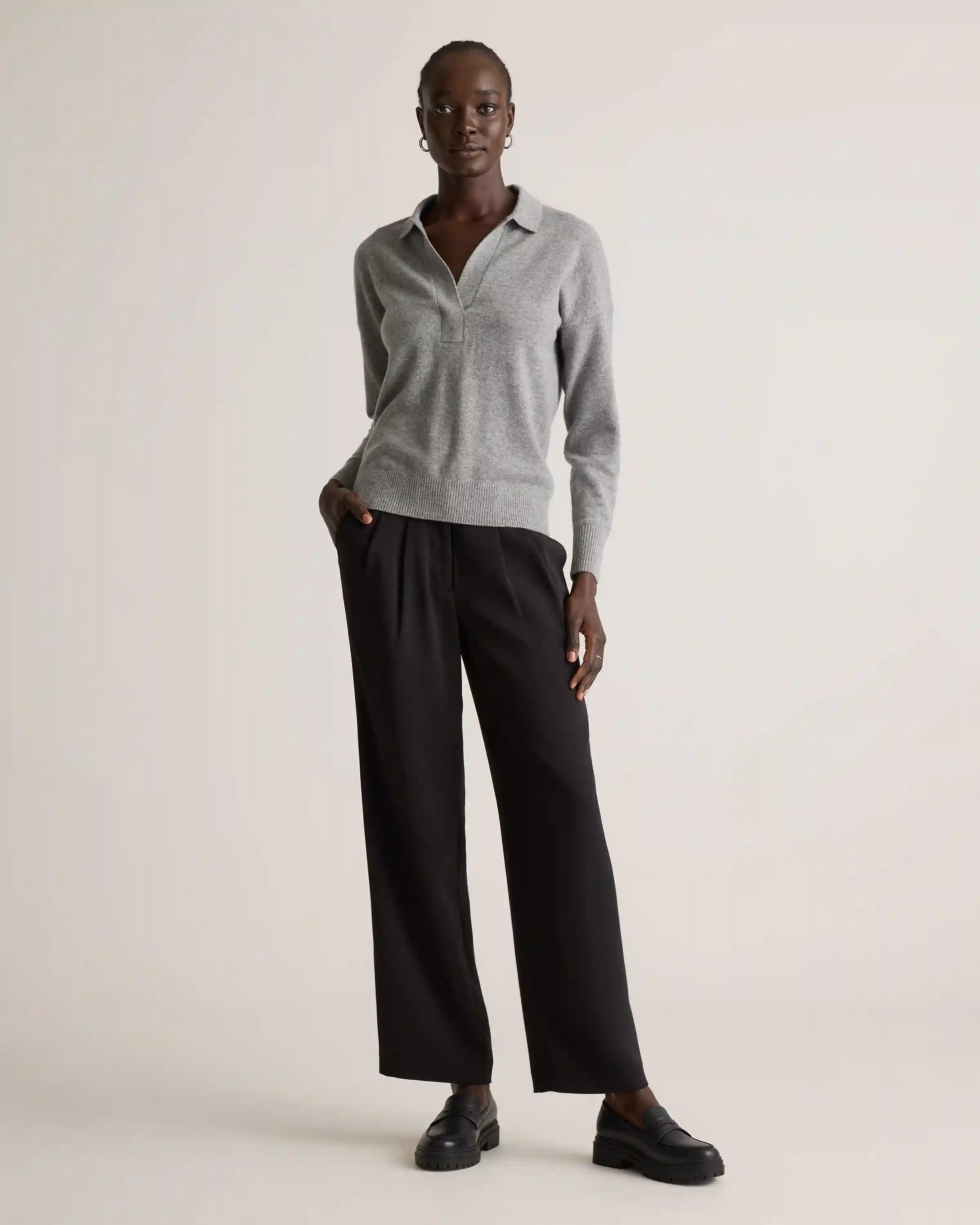 Mongolian Cashmere Polo Sweater
