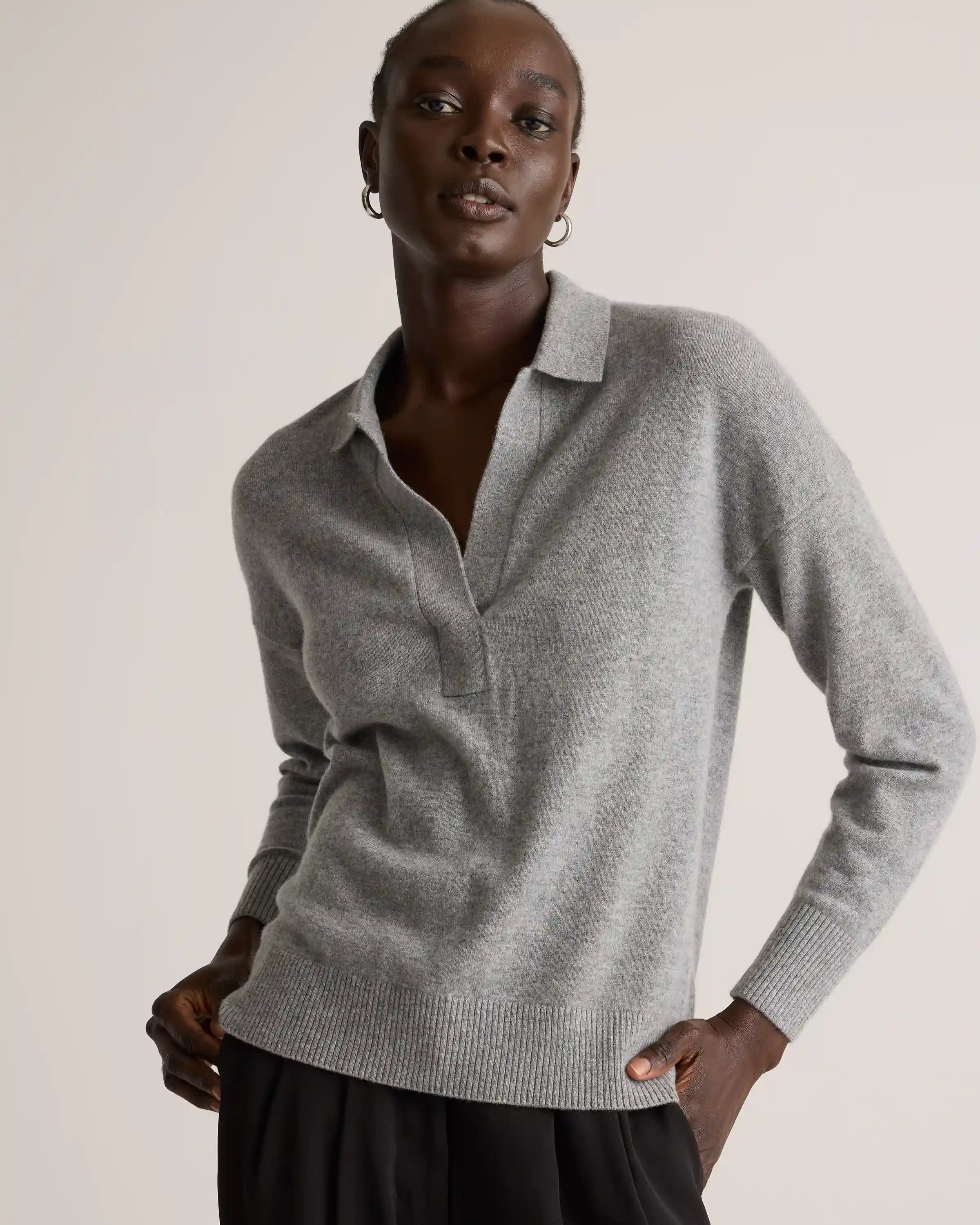 Mongolian Cashmere Polo Sweater