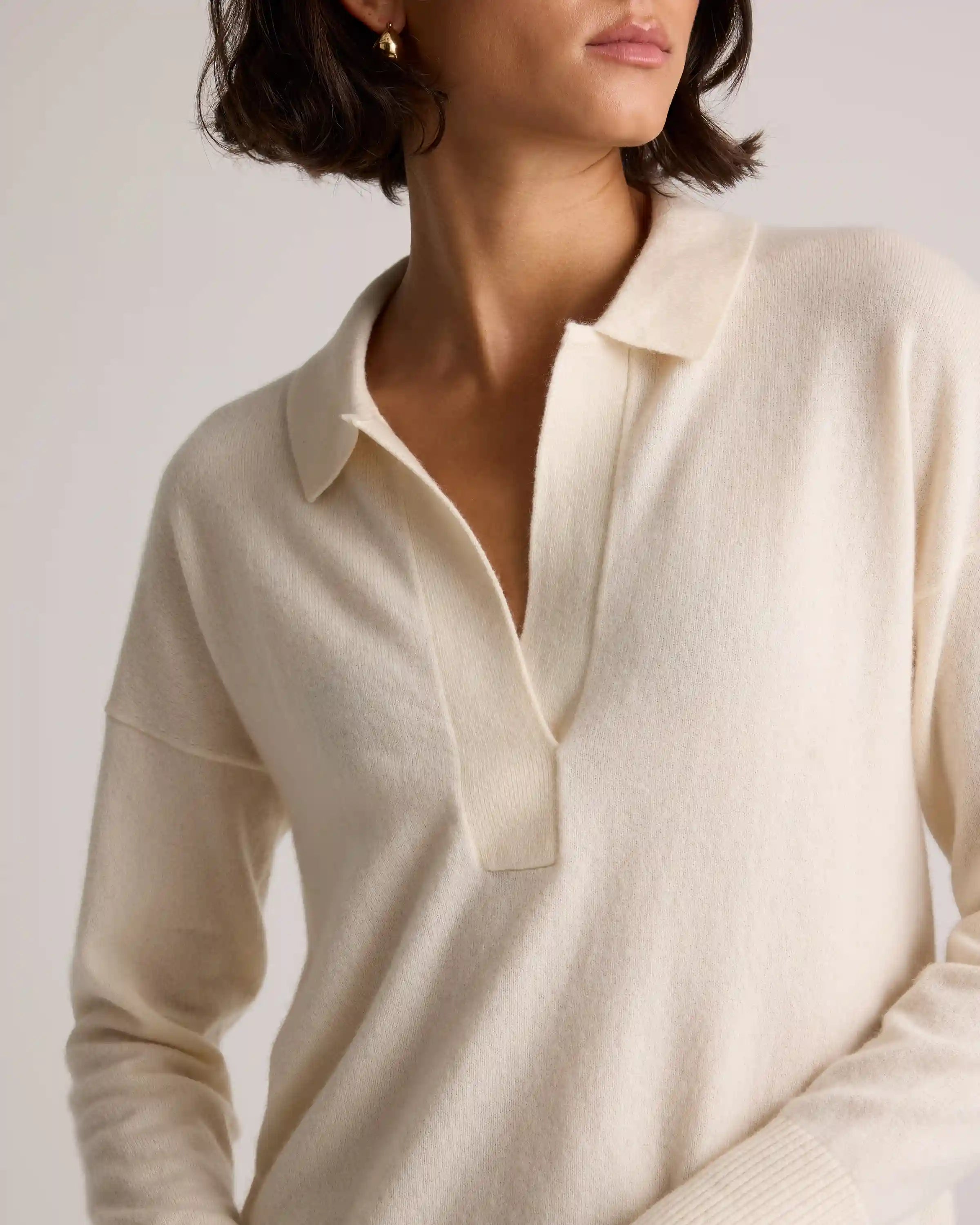 Mongolian Cashmere Polo Sweater