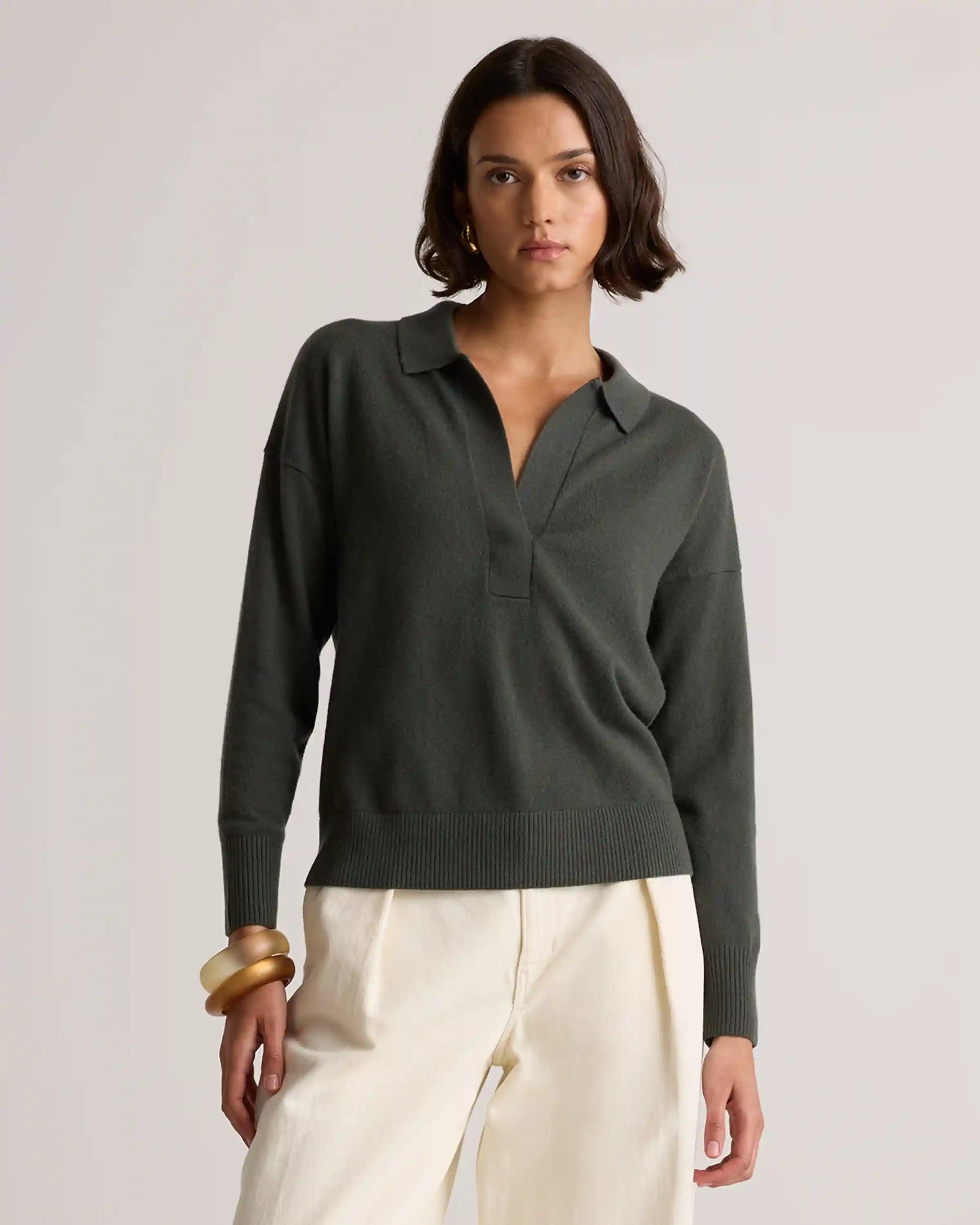 Mongolian Cashmere Polo Sweater
