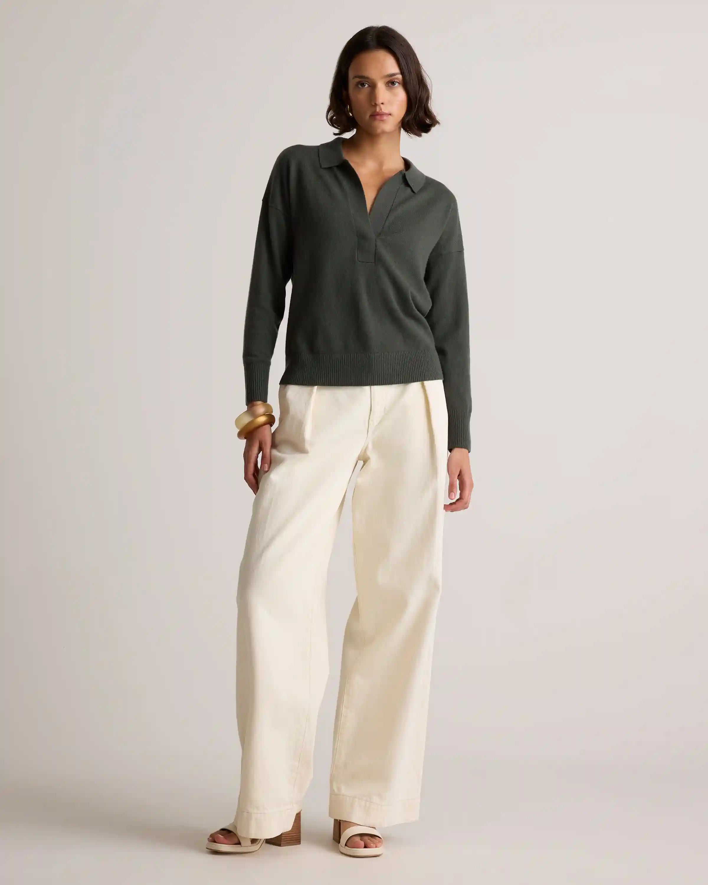 Mongolian Cashmere Polo Sweater