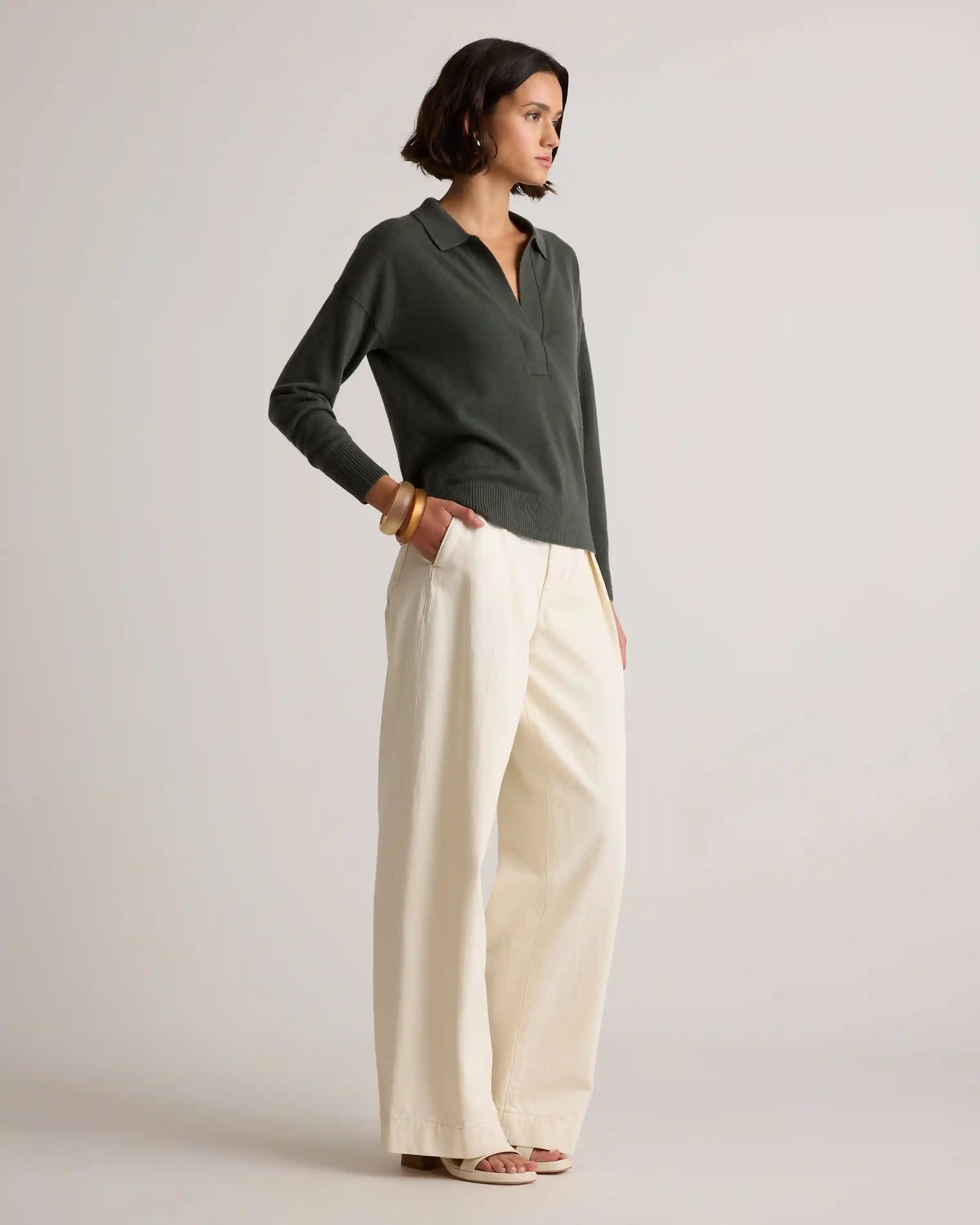 Mongolian Cashmere Polo Sweater