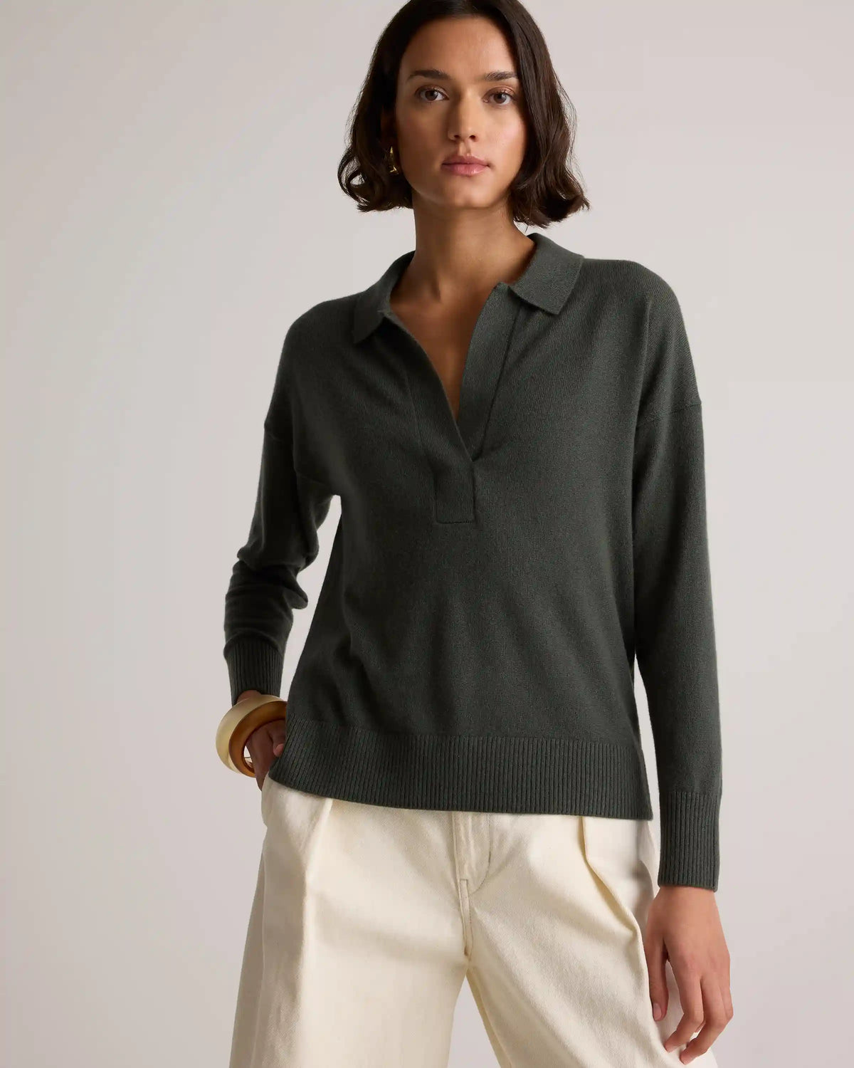 Mongolian Cashmere Polo Sweater