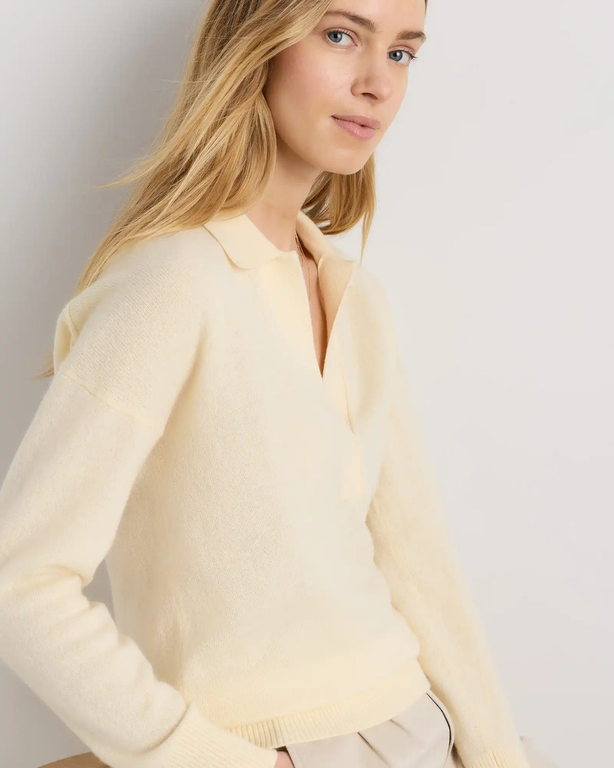 Mongolian Cashmere Polo Sweater