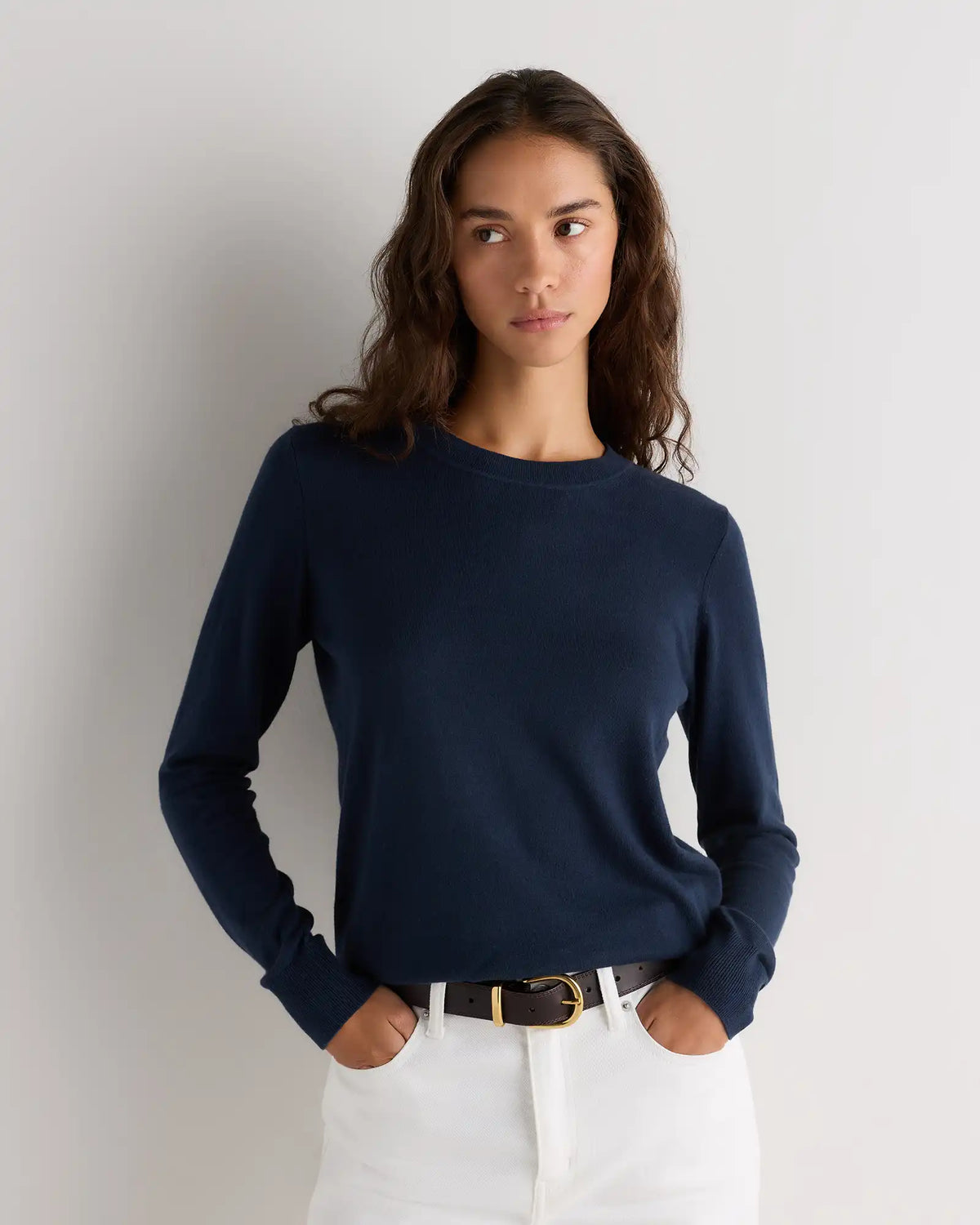 Lightweight Cotton Cashmere Crew Sweater