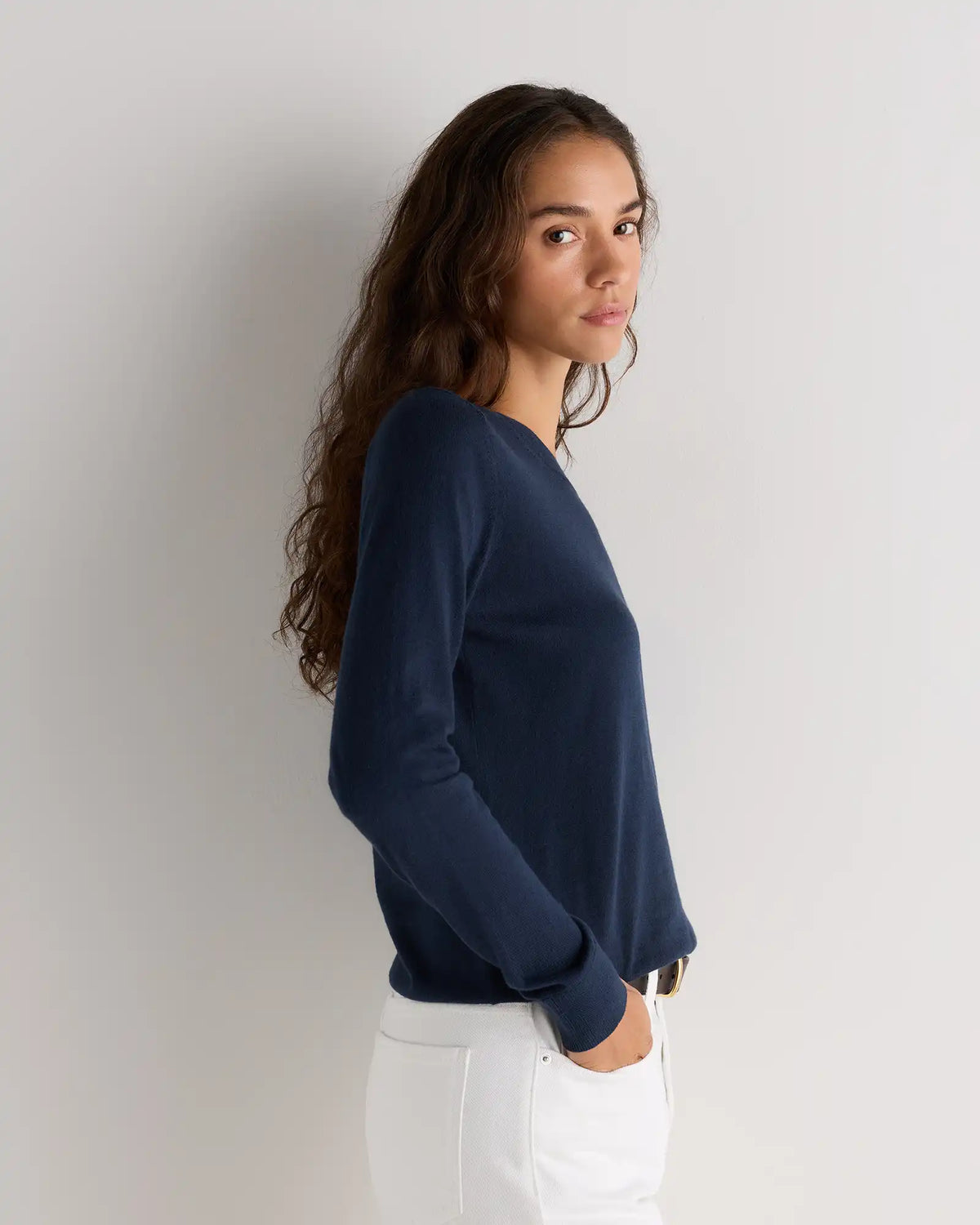 Lightweight Cotton Cashmere Crew Sweater