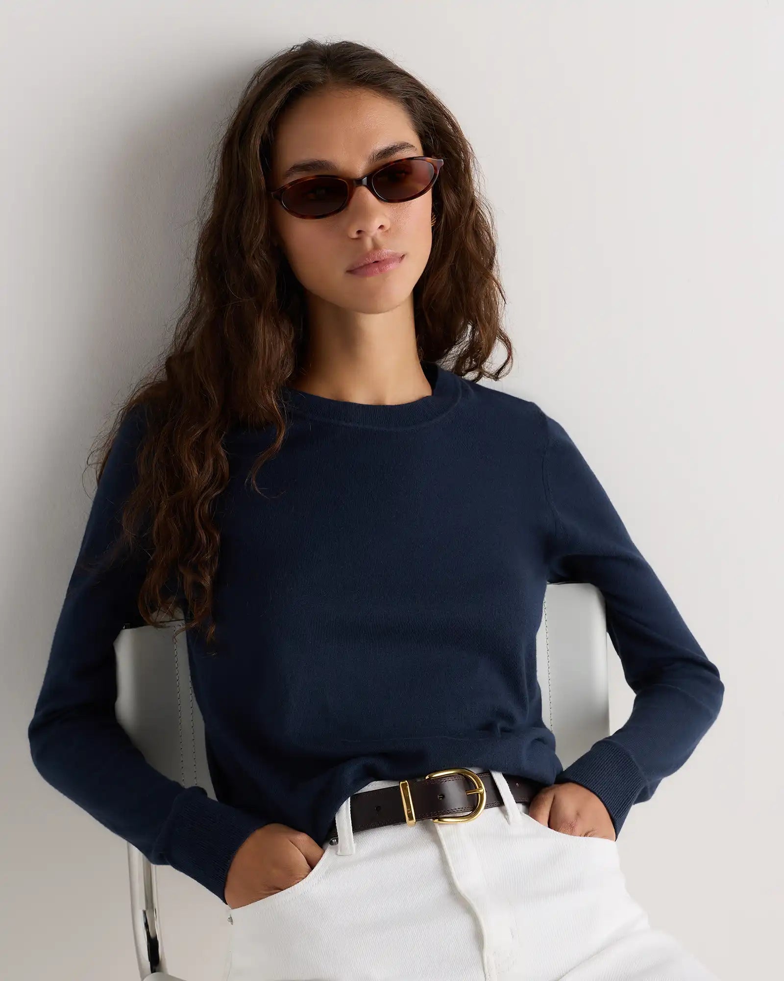 Lightweight Cotton Cashmere Crew Sweater