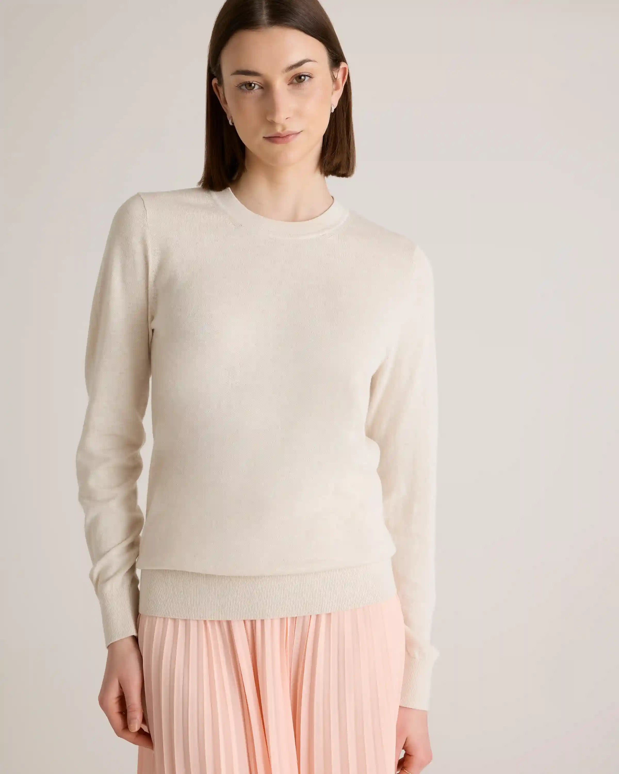 Lightweight Cotton Cashmere Crew Sweater