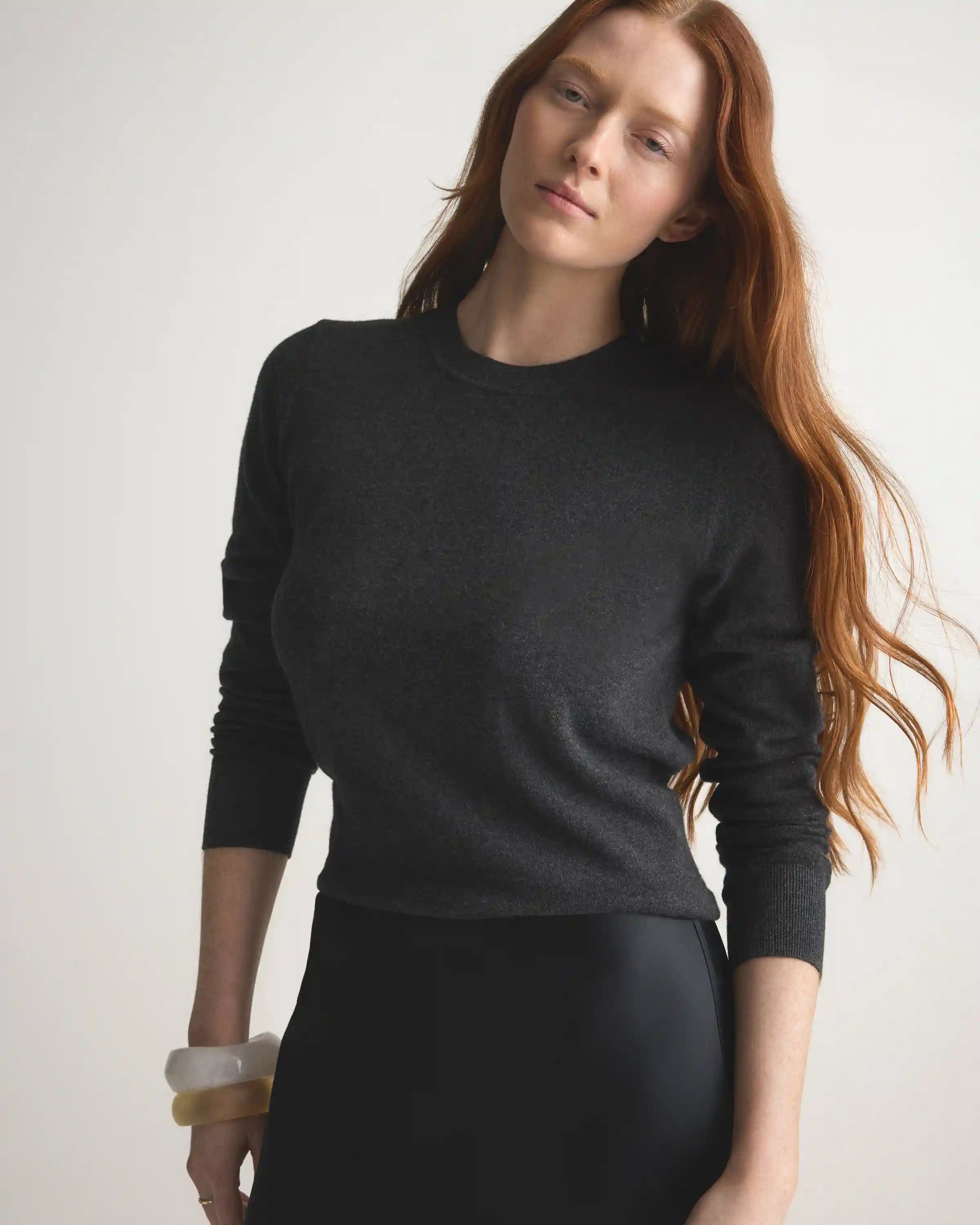 Lightweight Cotton Cashmere Crew Sweater