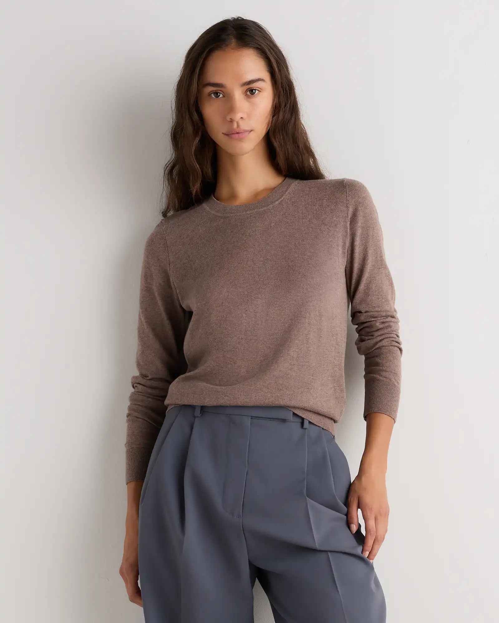 Lightweight Cotton Cashmere Crew Sweater