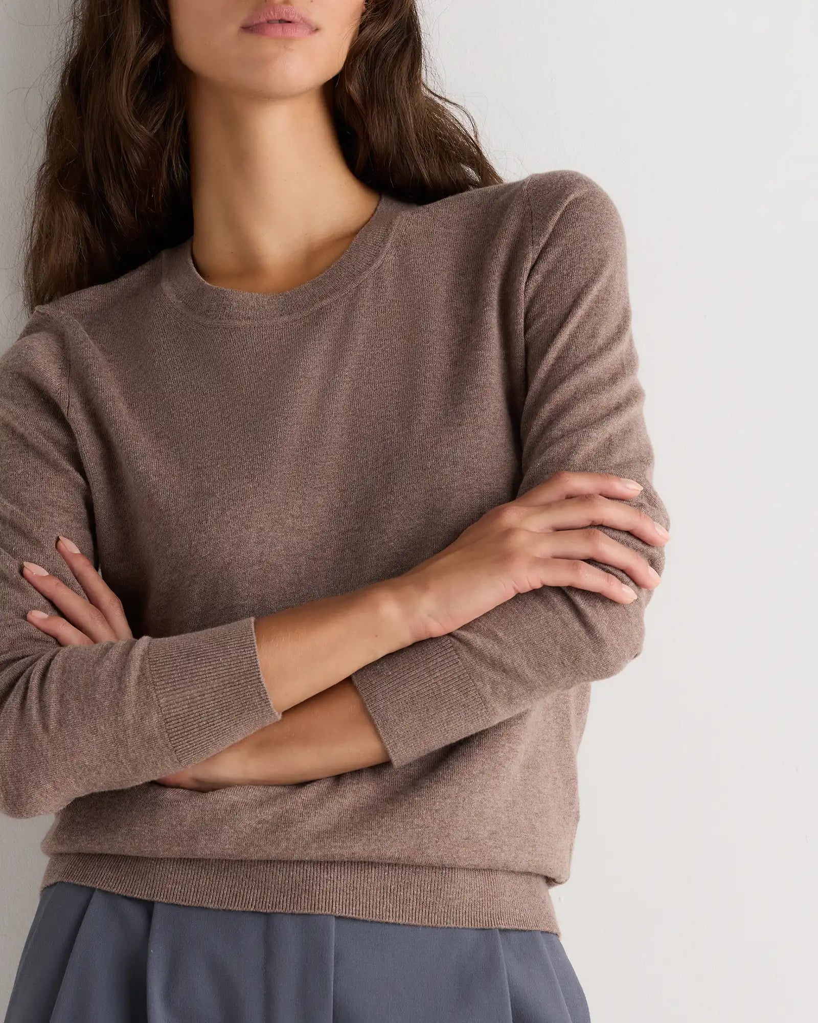 Lightweight Cotton Cashmere Crew Sweater