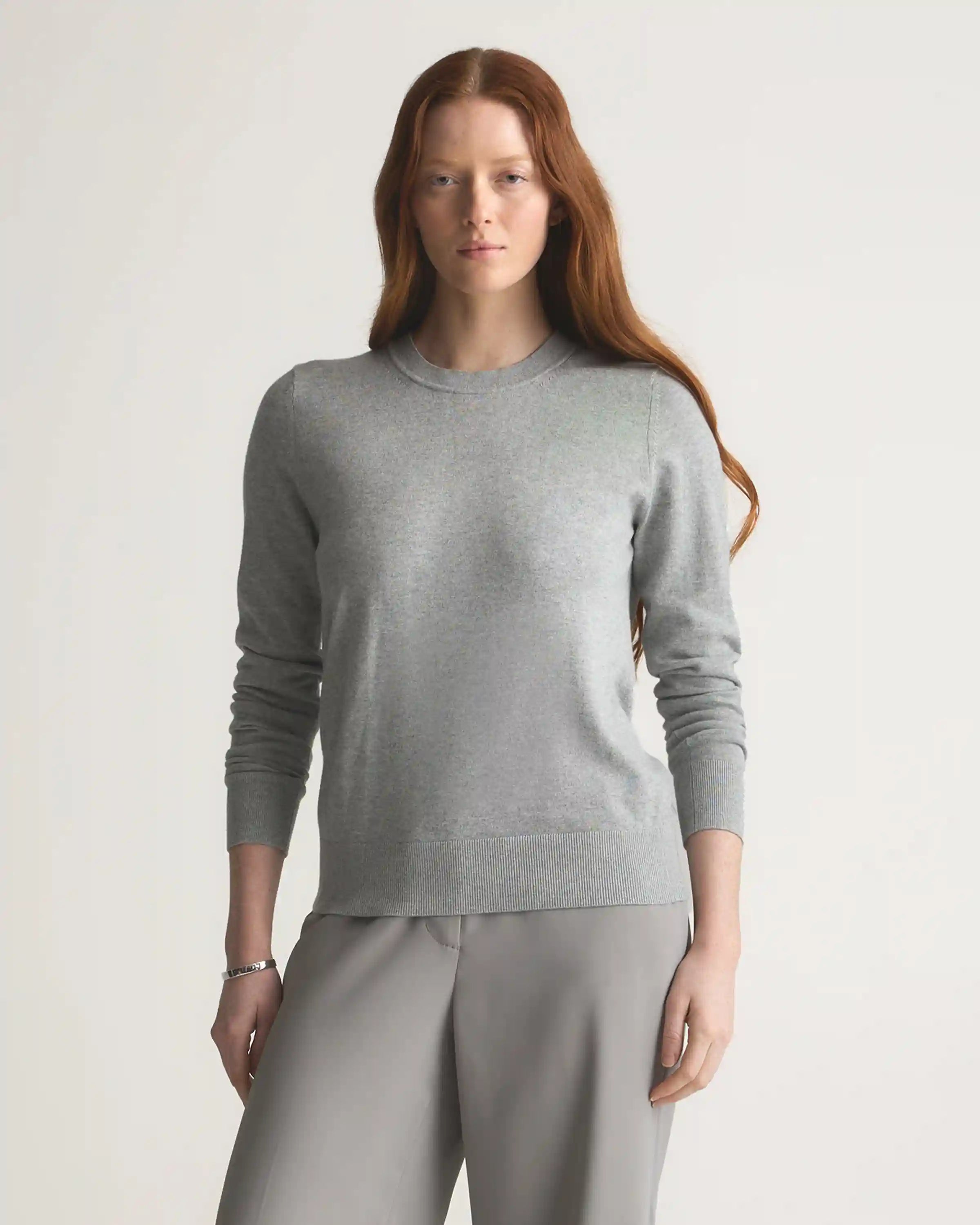 Lightweight Cotton Cashmere Crew Sweater