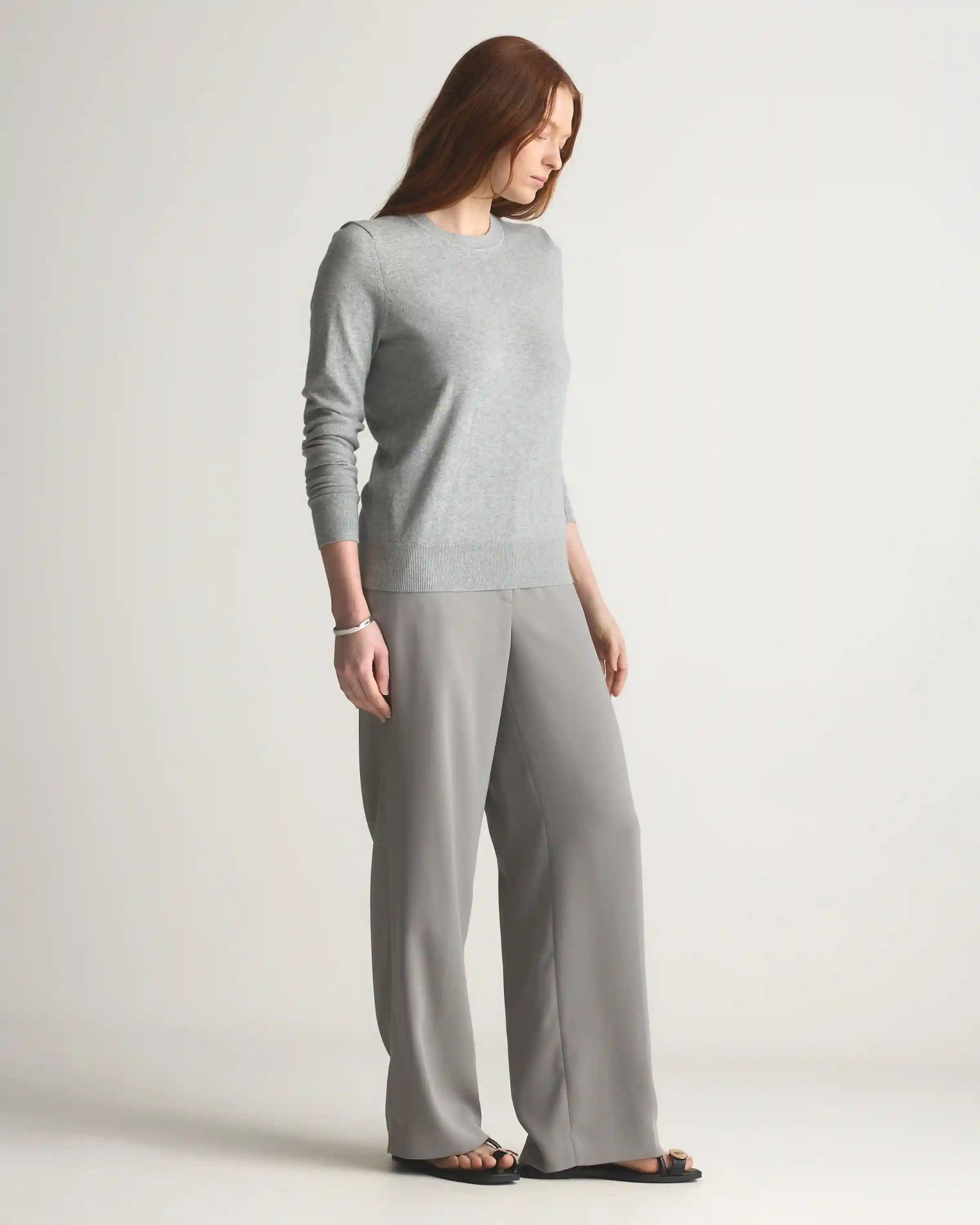 Lightweight Cotton Cashmere Crew Sweater