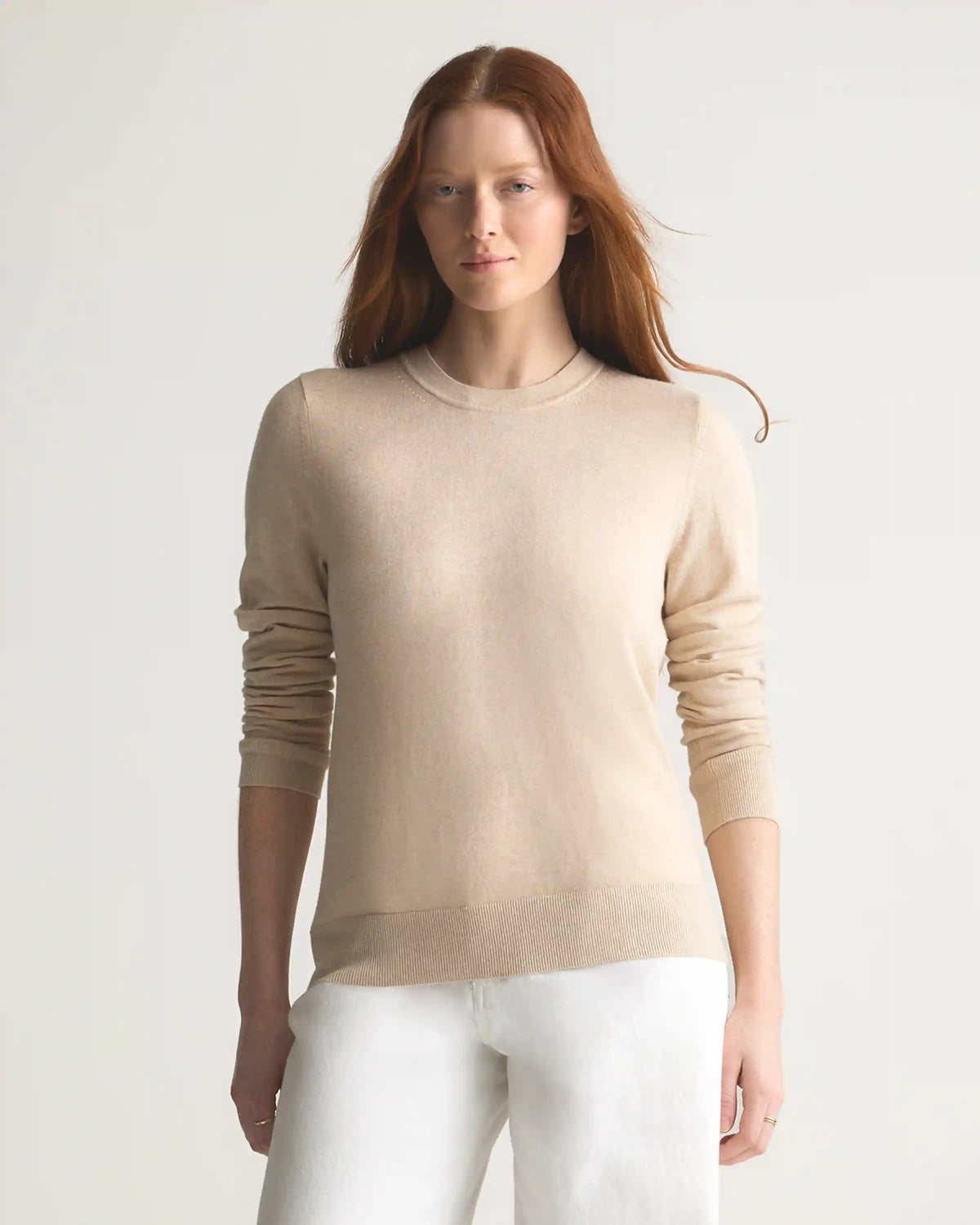 Lightweight Cotton Cashmere Crew Sweater