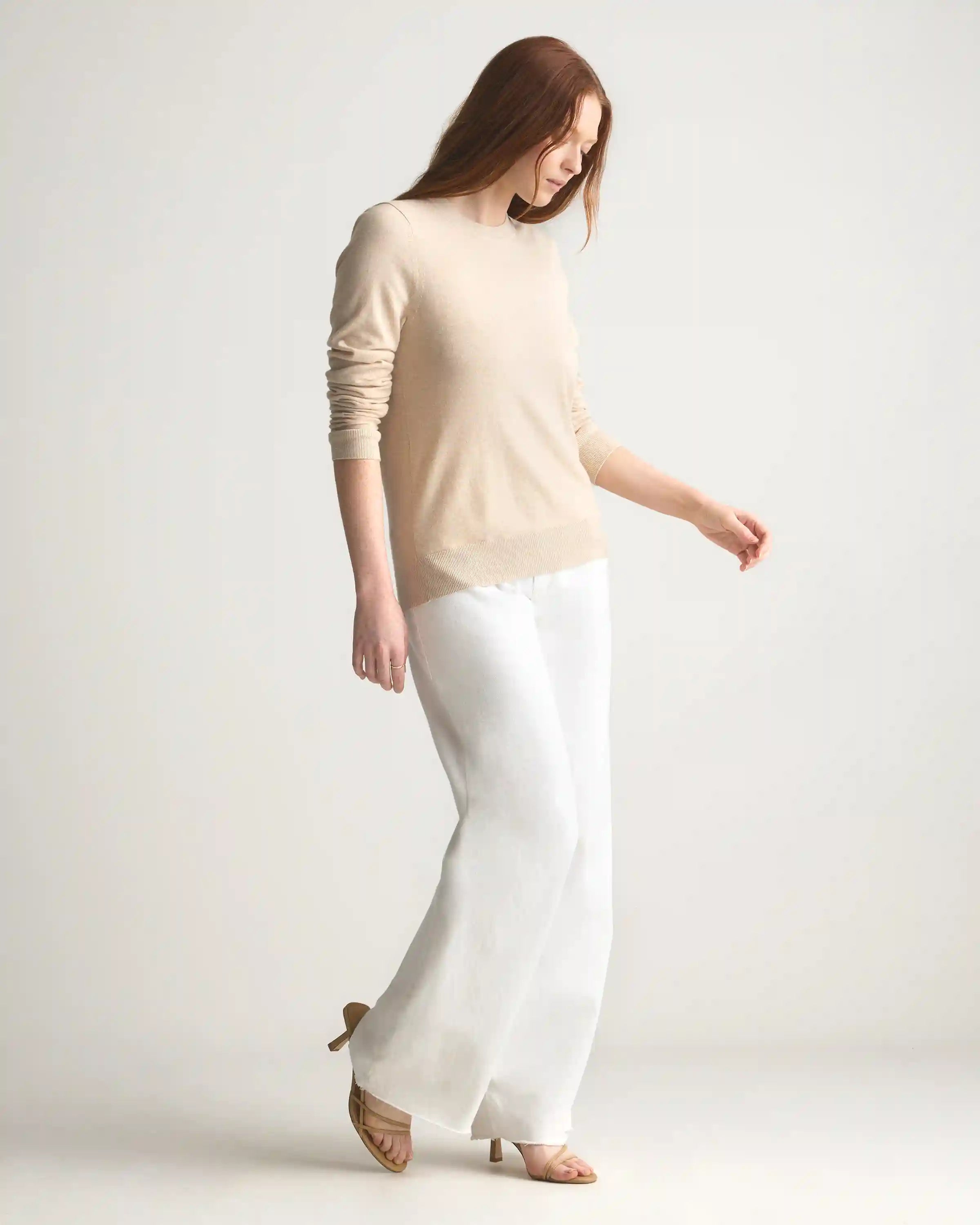 Lightweight Cotton Cashmere Crew Sweater