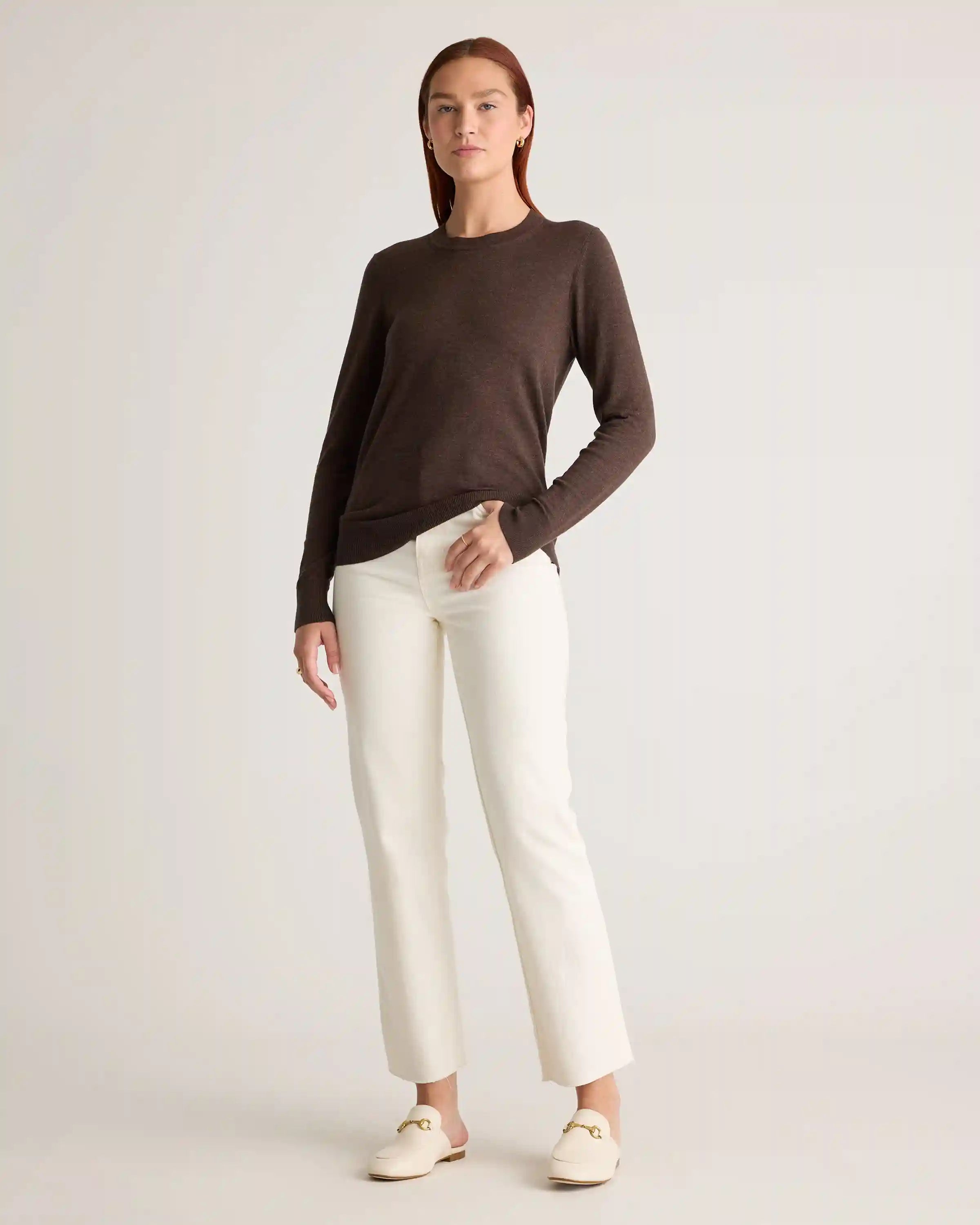 Lightweight Cotton Cashmere Crew Sweater