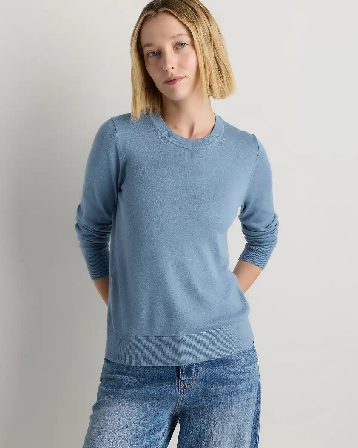 Lightweight Cotton Cashmere Crew Sweater