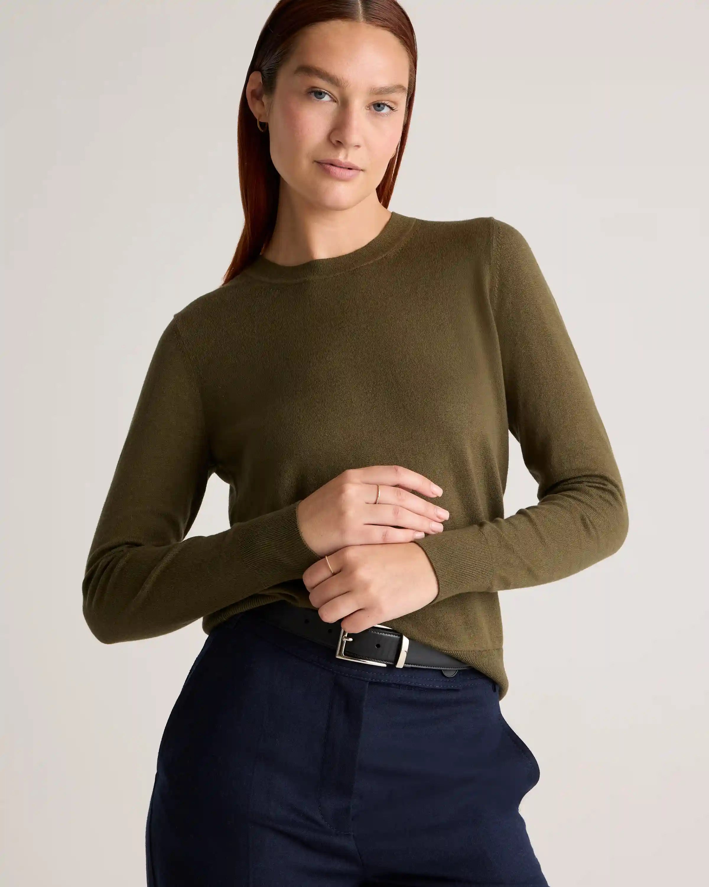 Lightweight Cotton Cashmere Crew Sweater