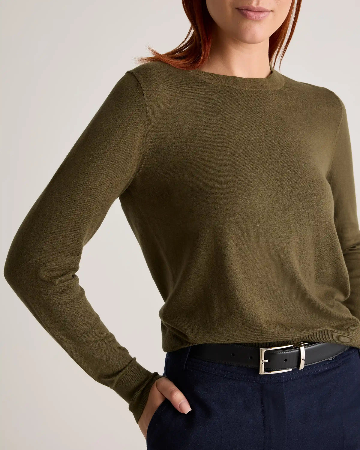 Lightweight Cotton Cashmere Crew Sweater