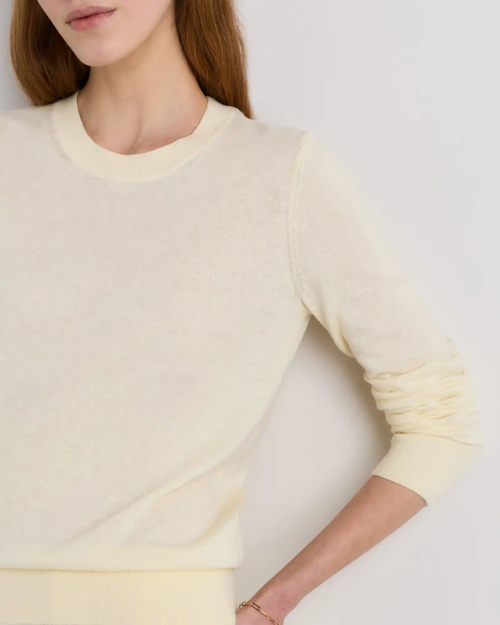 Lightweight Cotton Cashmere Crew Sweater