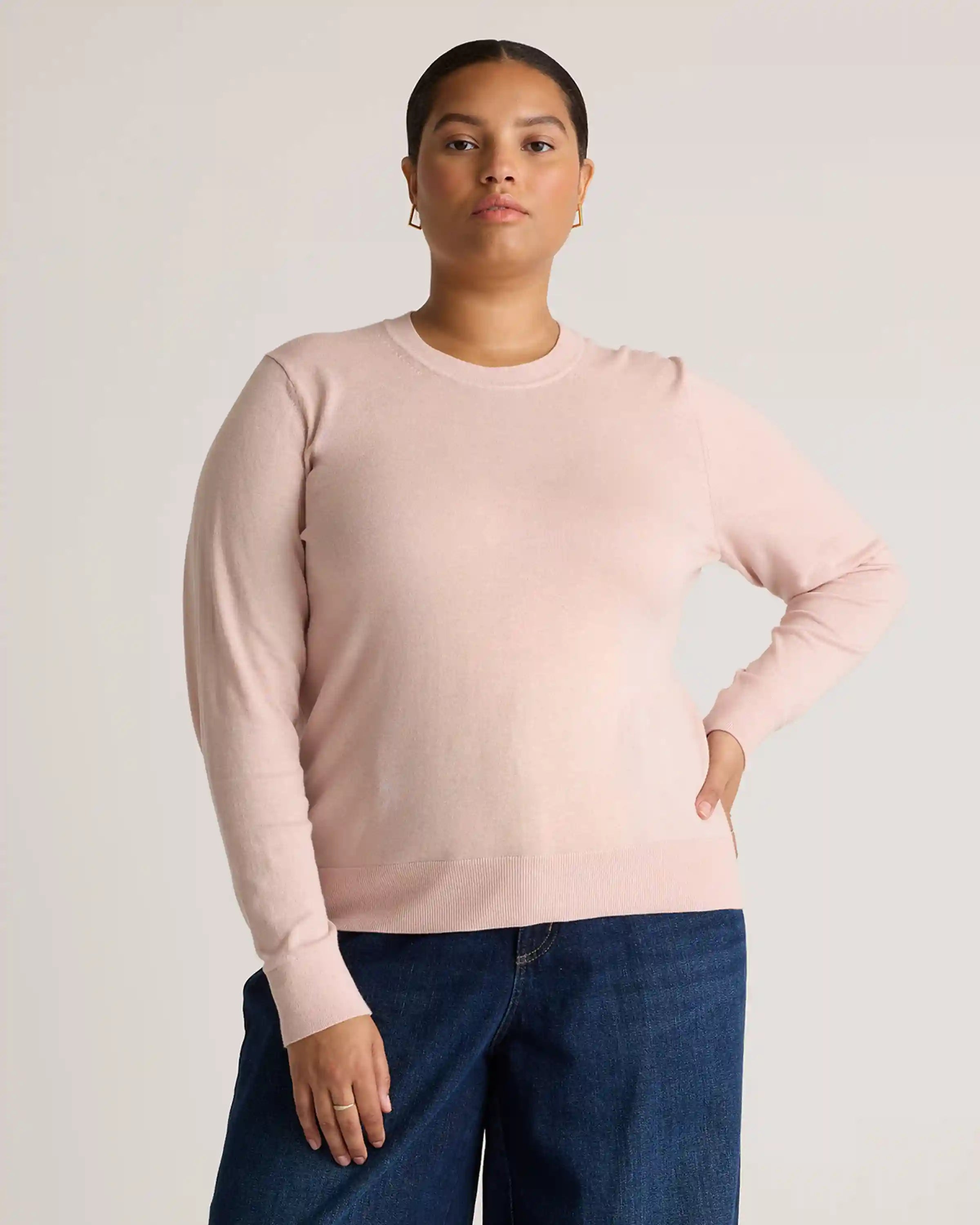 Lightweight Cotton Cashmere Crew Sweater