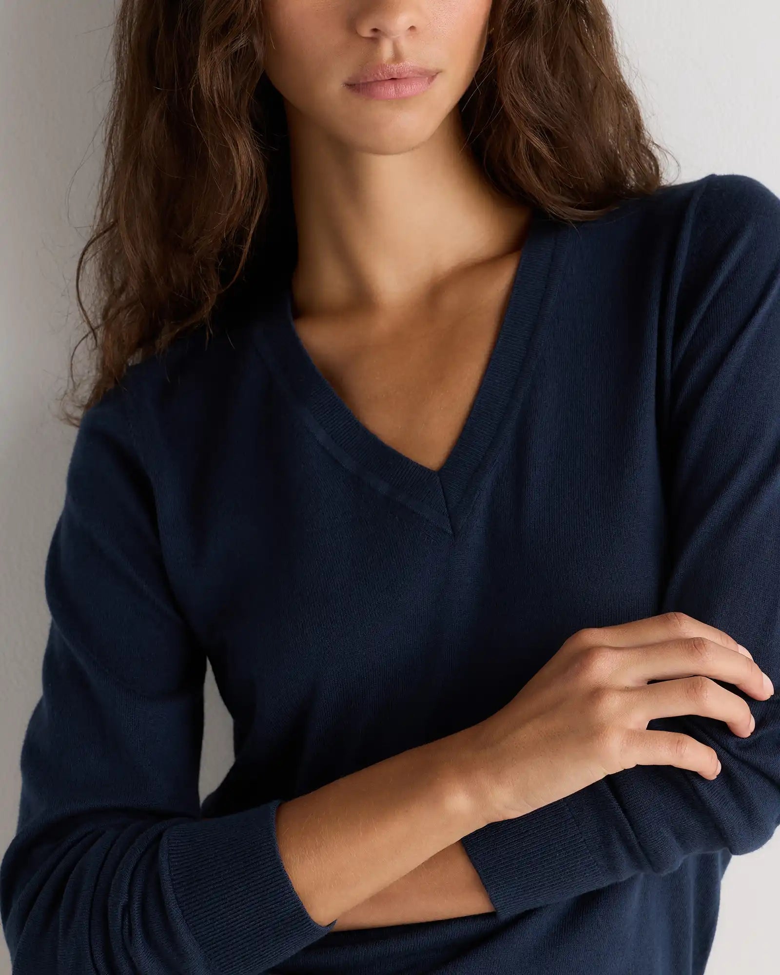 Lightweight Cotton Cashmere V-Neck Sweater