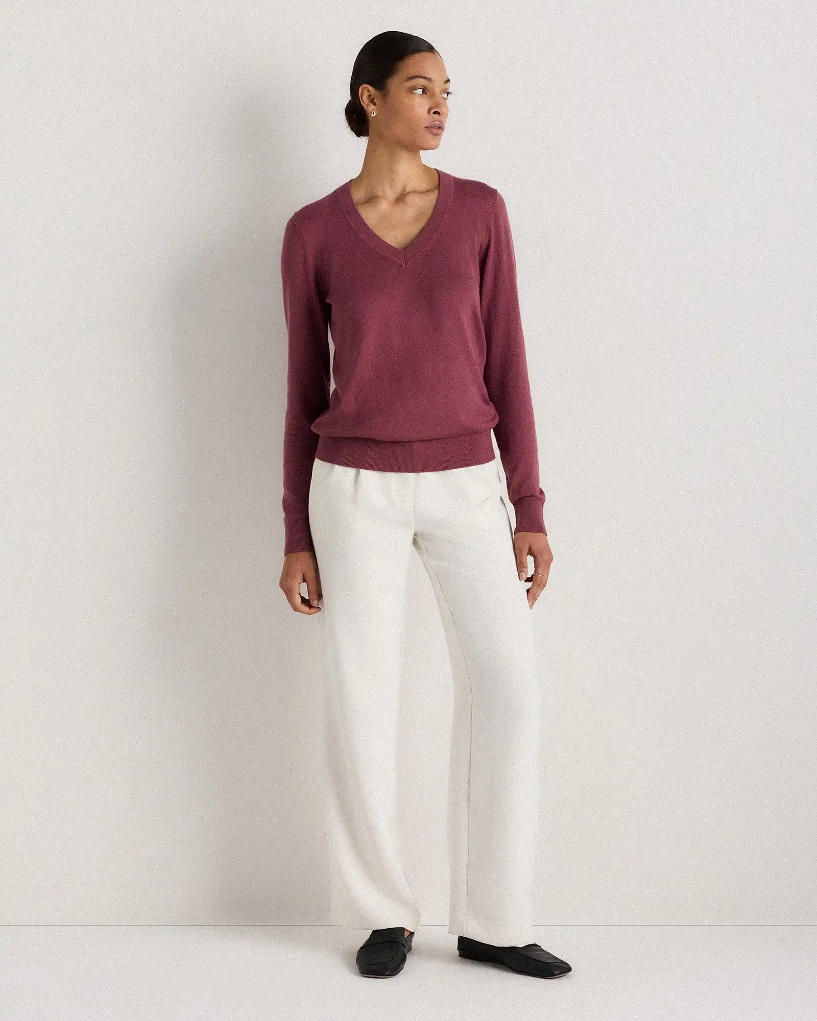 Lightweight Cotton Cashmere V-Neck Sweater
