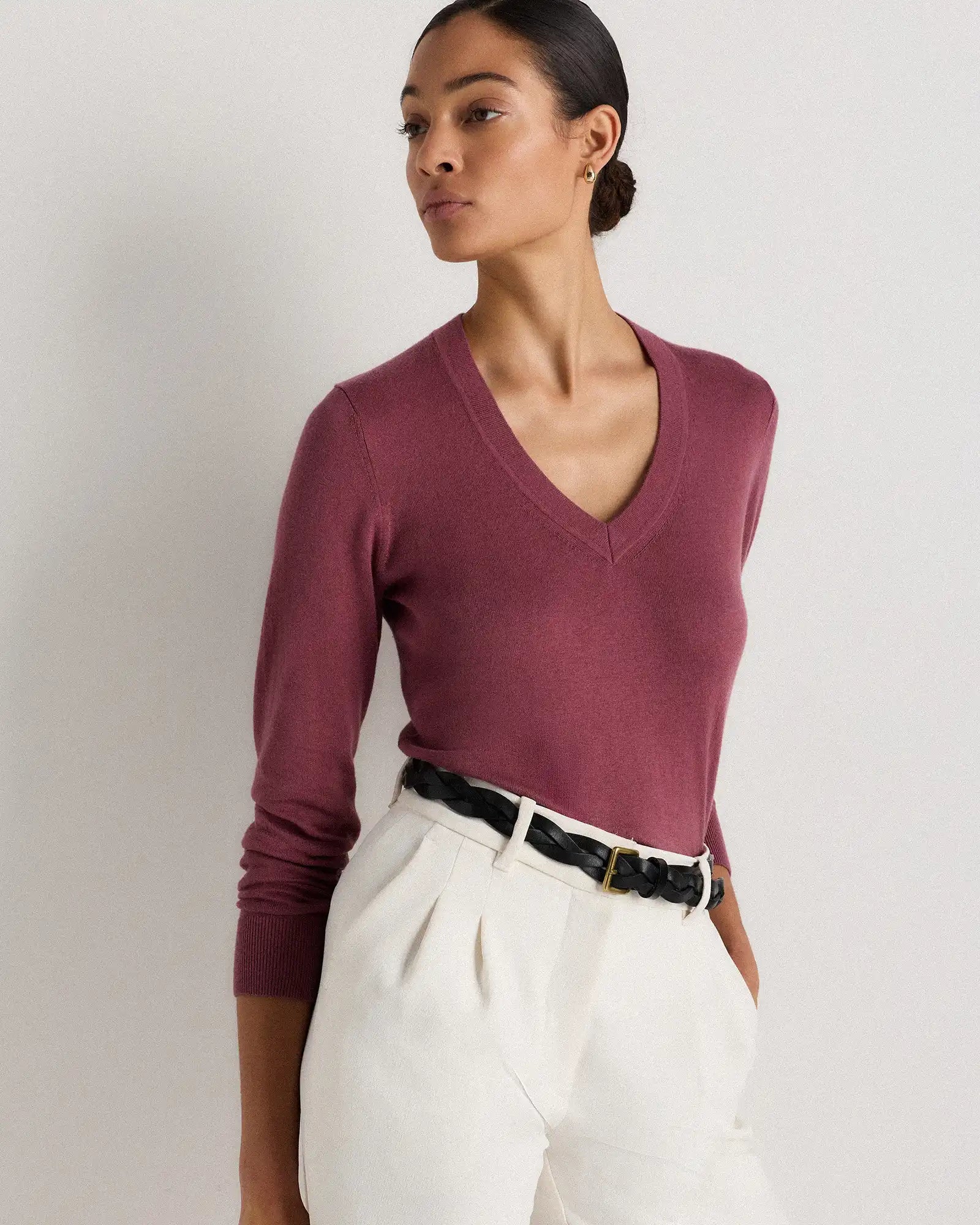 Lightweight Cotton Cashmere V-Neck Sweater