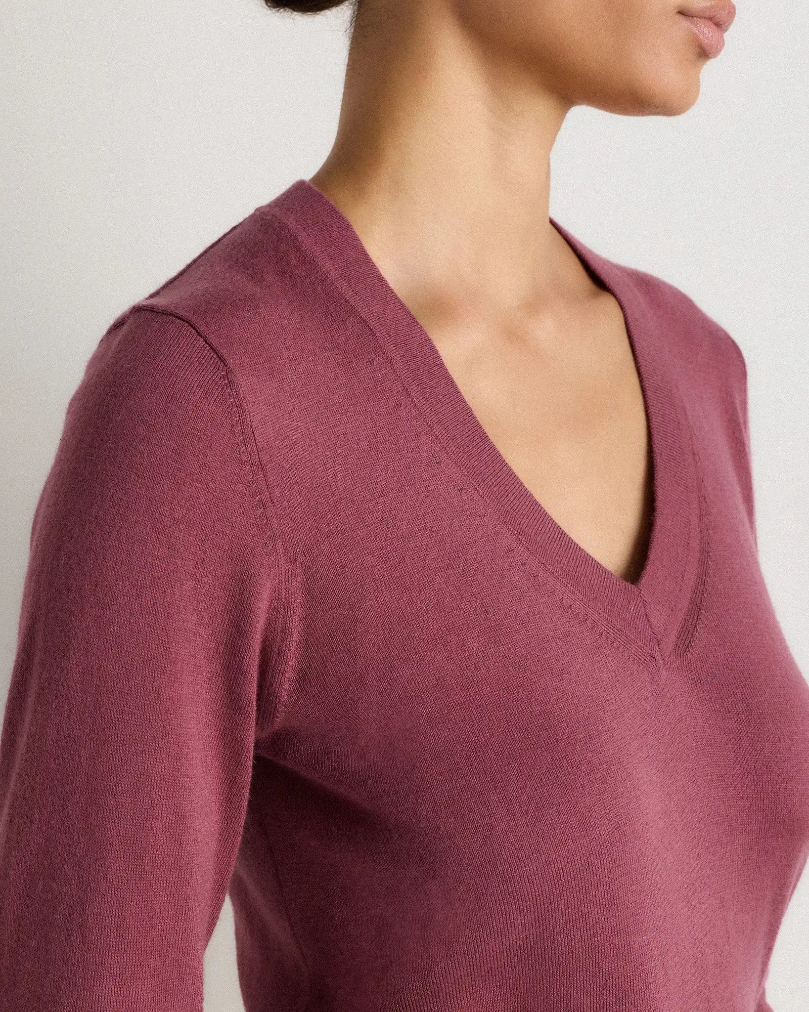 Lightweight Cotton Cashmere V-Neck Sweater