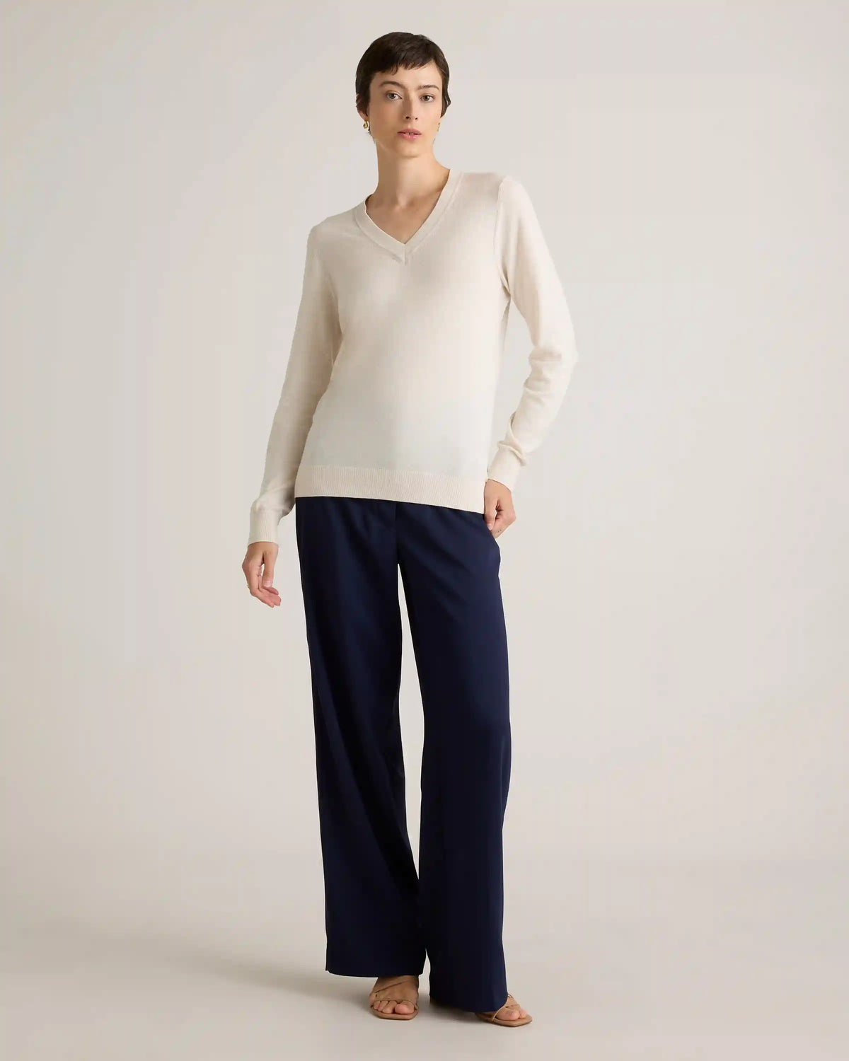 Lightweight Cotton Cashmere V-Neck Sweater
