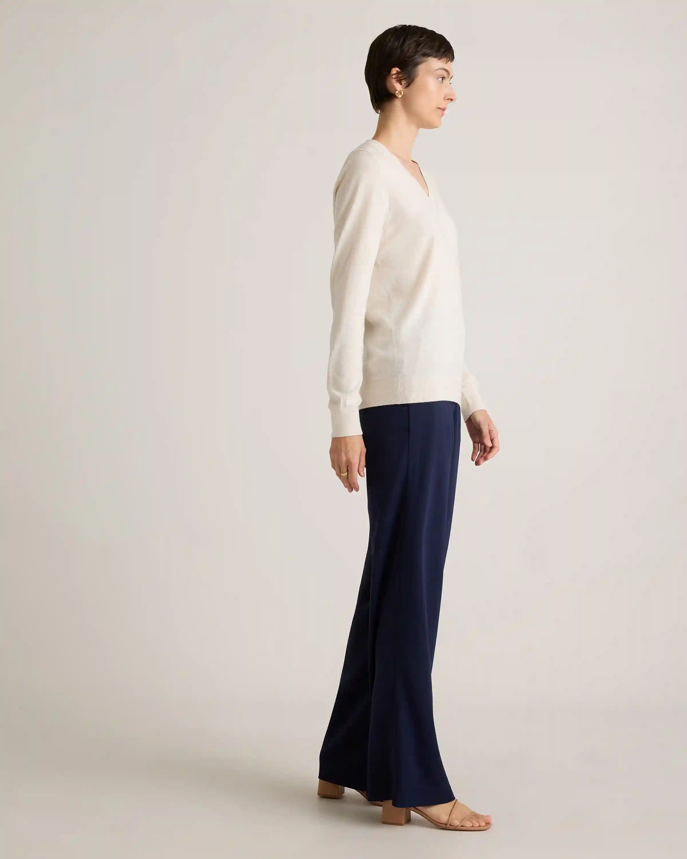 Lightweight Cotton Cashmere V-Neck Sweater