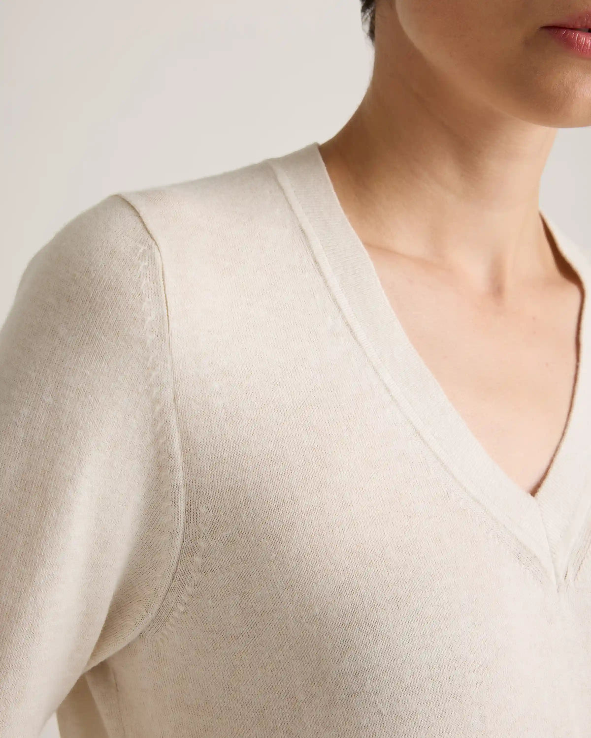Lightweight Cotton Cashmere V-Neck Sweater
