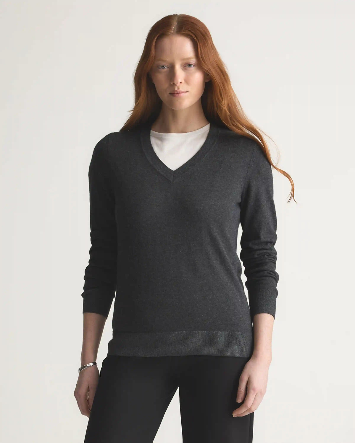 Lightweight Cotton Cashmere V-Neck Sweater