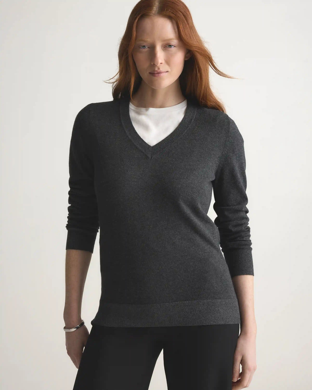 Lightweight Cotton Cashmere V-Neck Sweater