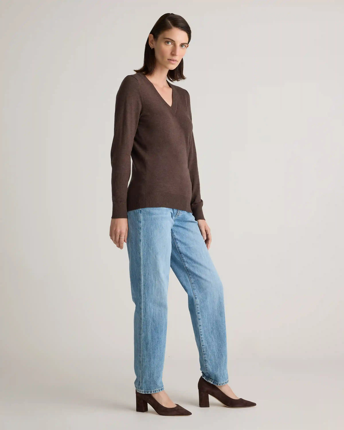 Lightweight Cotton Cashmere V-Neck Sweater