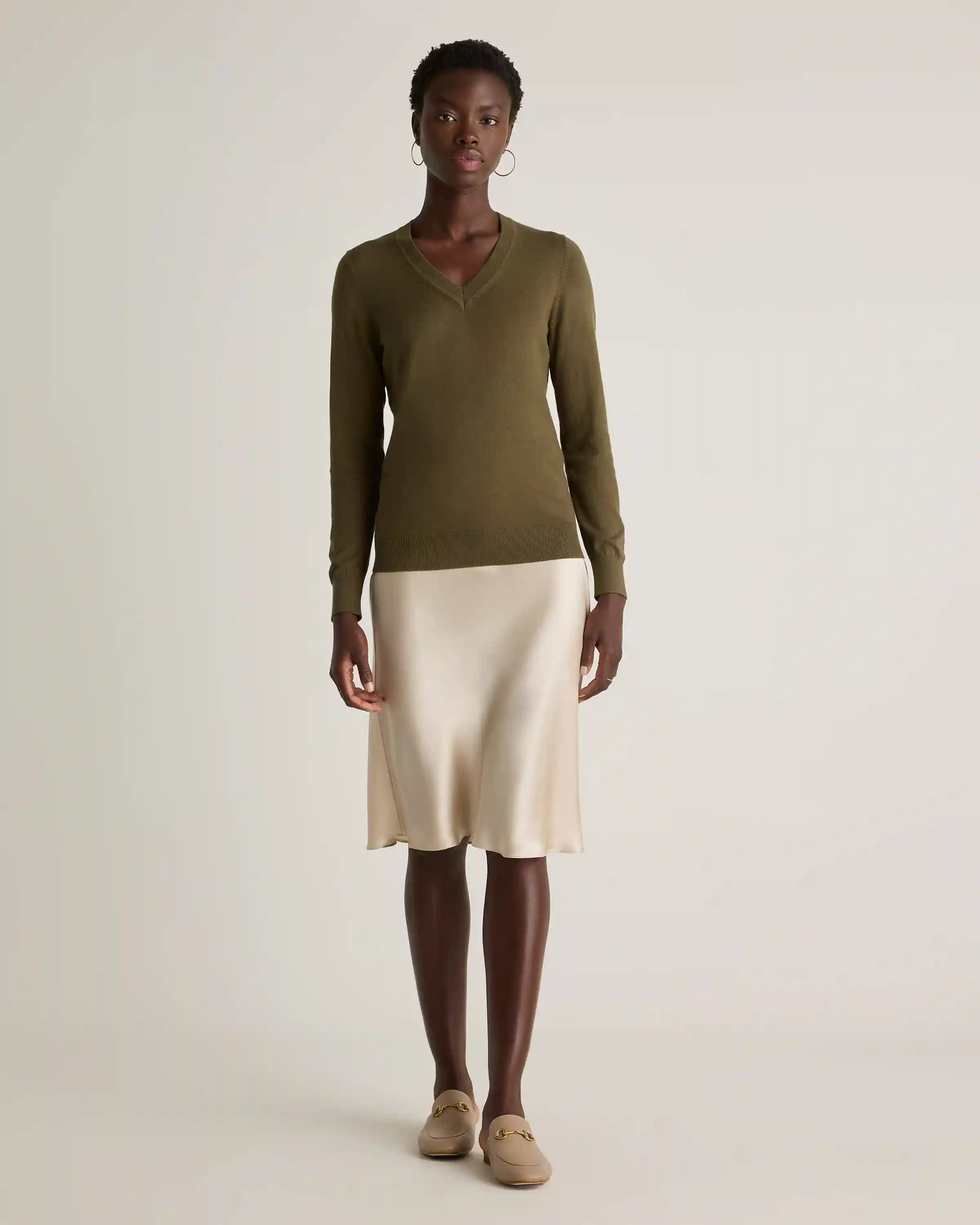 Lightweight Cotton Cashmere V-Neck Sweater