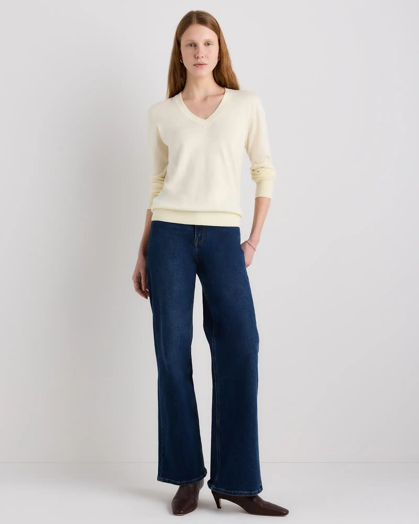 Lightweight Cotton Cashmere V-Neck Sweater