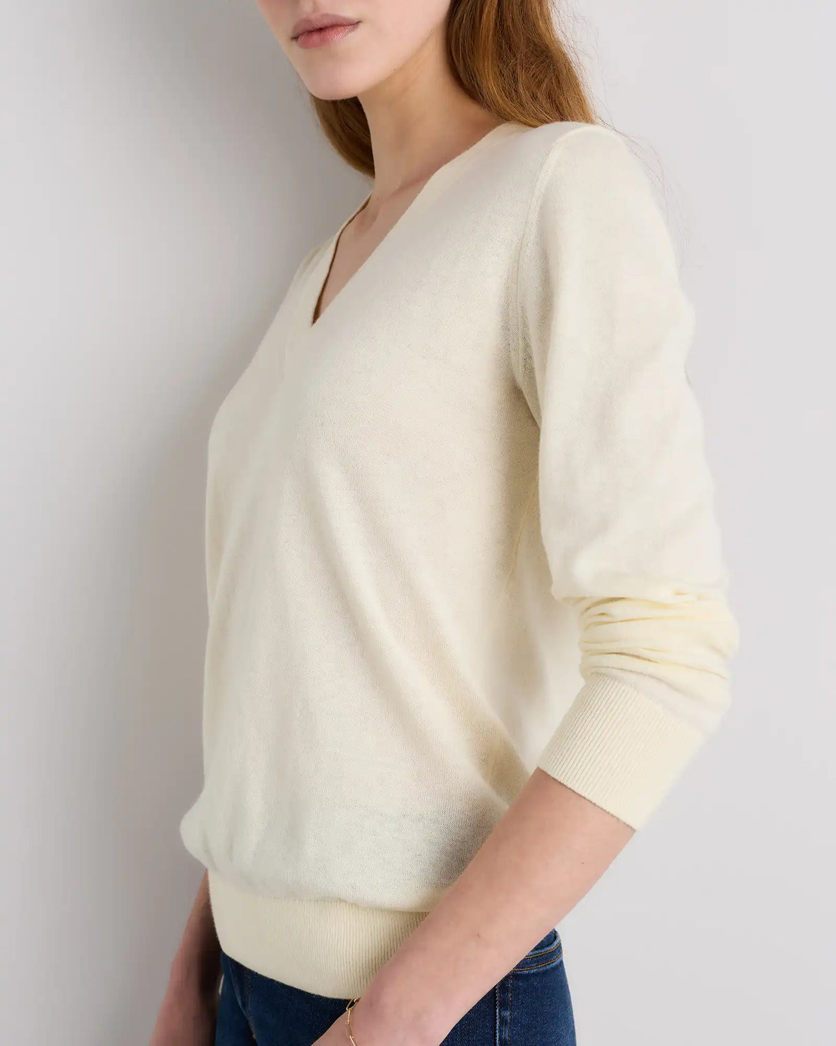 Lightweight Cotton Cashmere V-Neck Sweater