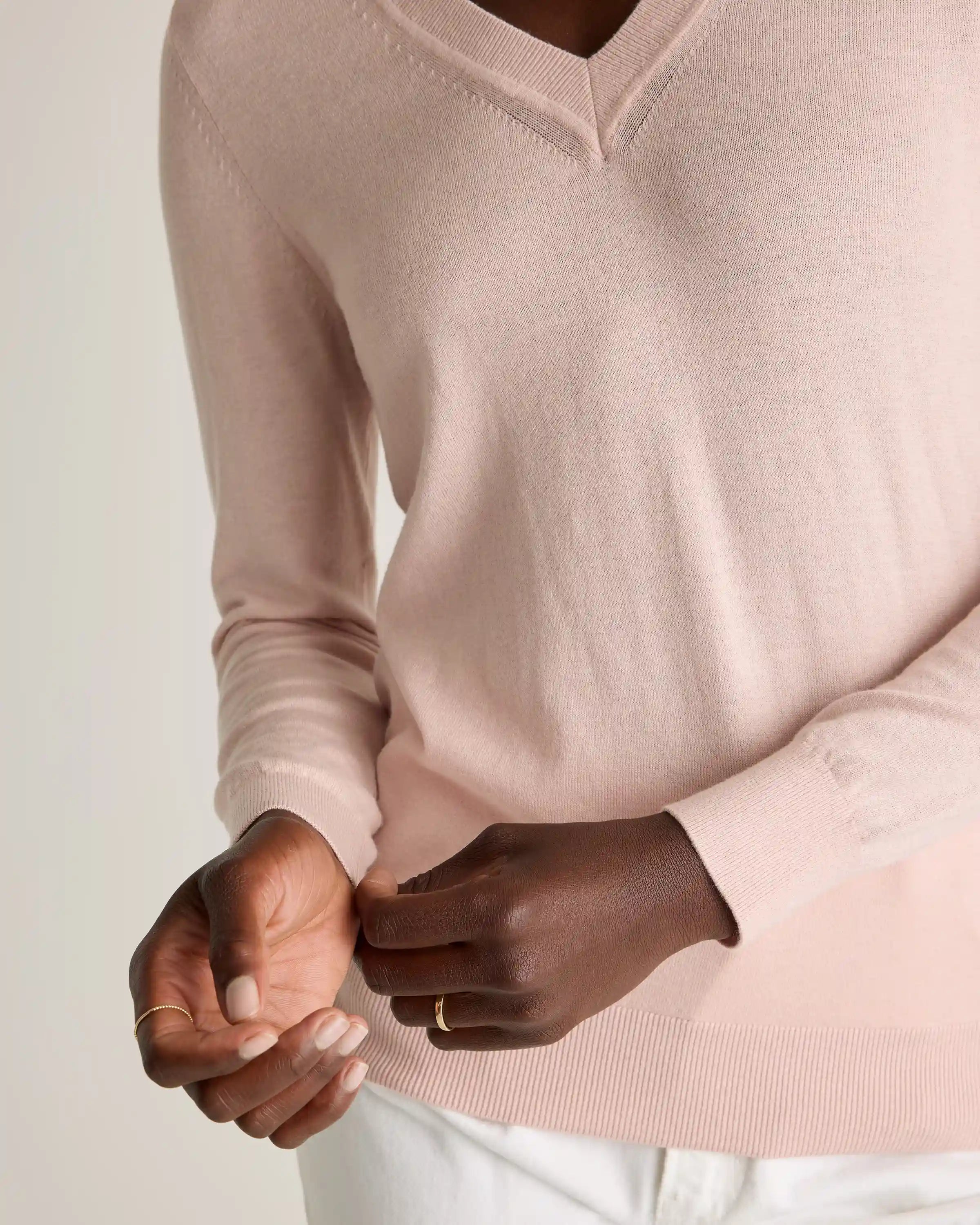 Lightweight Cotton Cashmere V-Neck Sweater