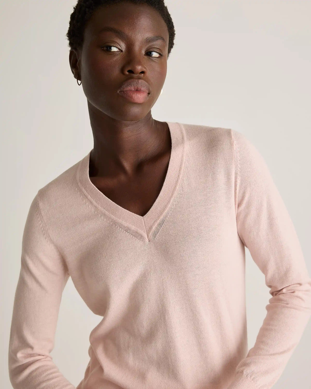 Lightweight Cotton Cashmere V-Neck Sweater